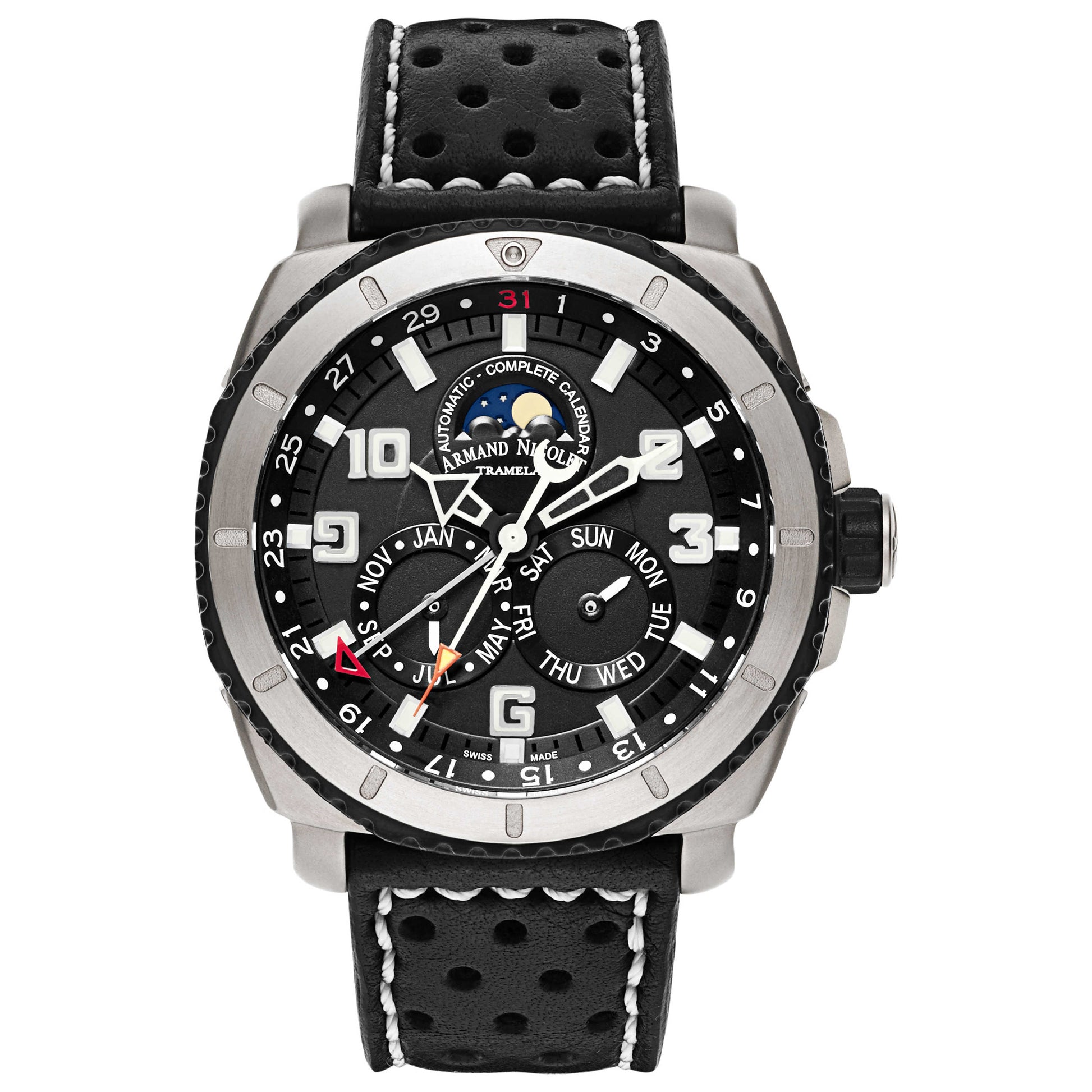 Front view of Armand Nicolet S05 Men's Automatic Watch T612A-GR-P160NR4