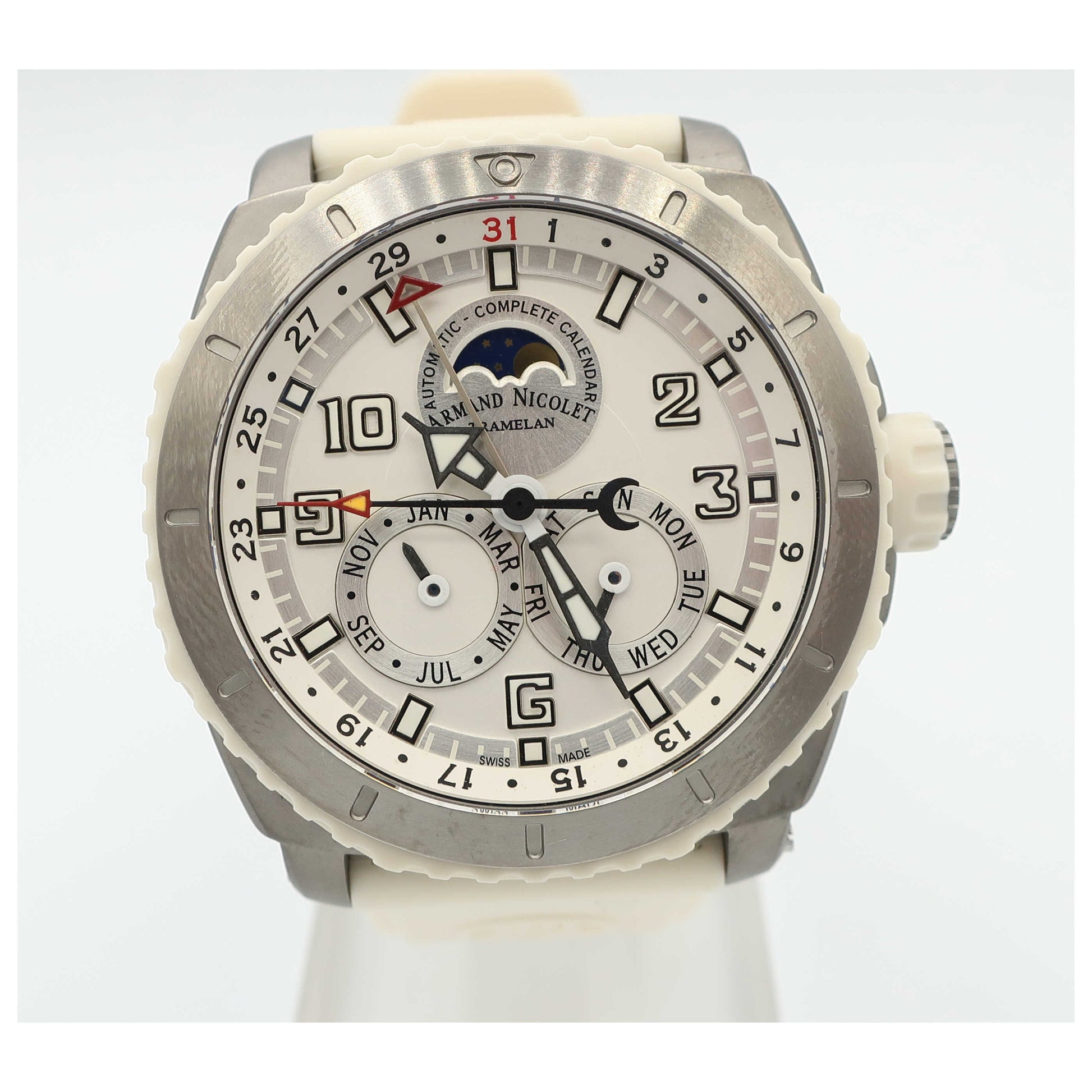 Front view of Armand Nicolet S05 Men's Automatic Watch T612B-AG-G9610B-SD