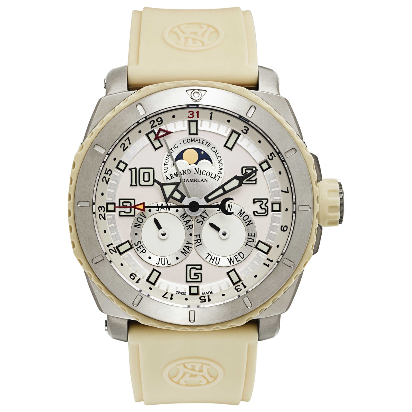 Front view of Armand Nicolet S05 Men's Automatic Watch T612B-AG-G9610B