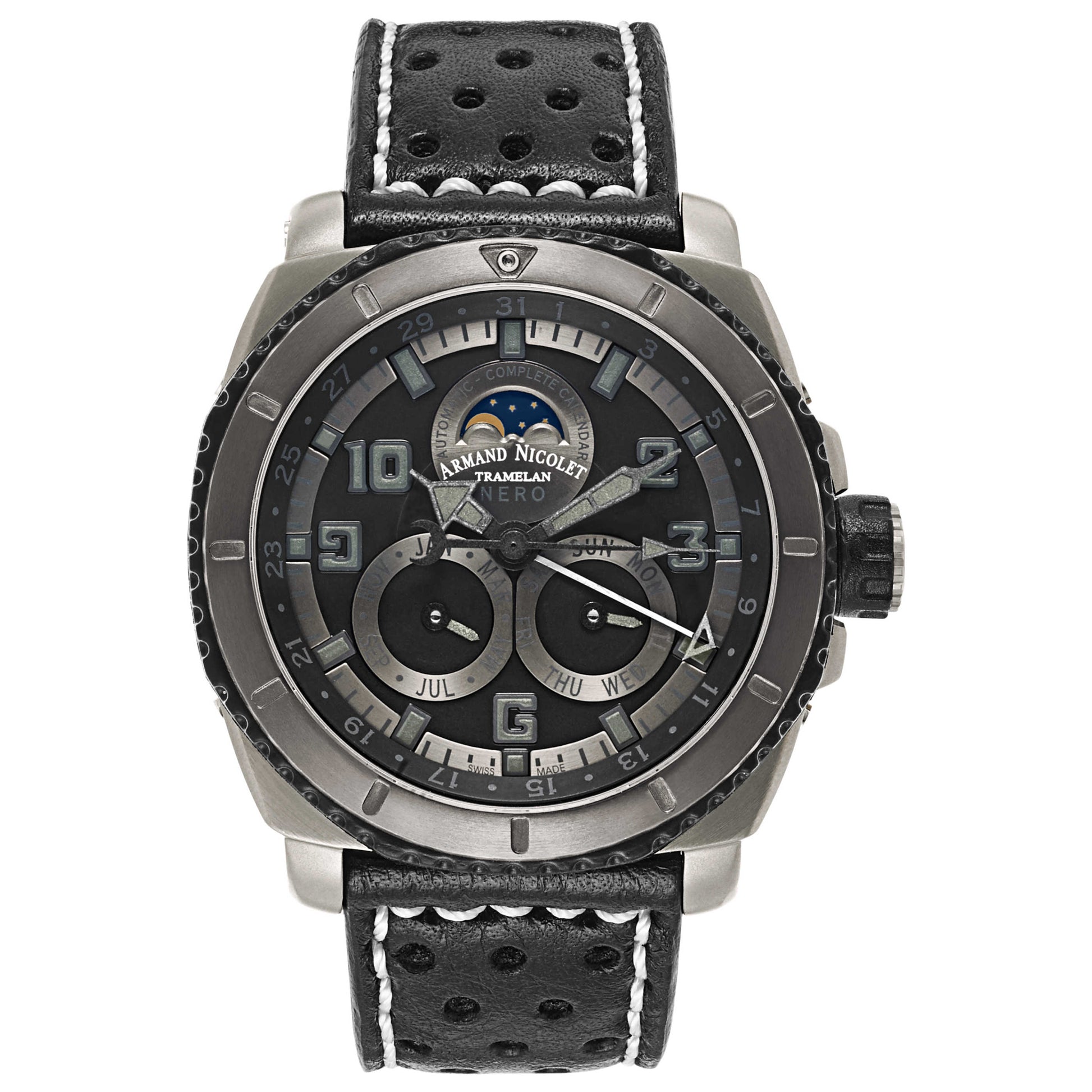 Front view of Armand Nicolet S05 Men's Automatic Watch T612B-NR-P160NR4