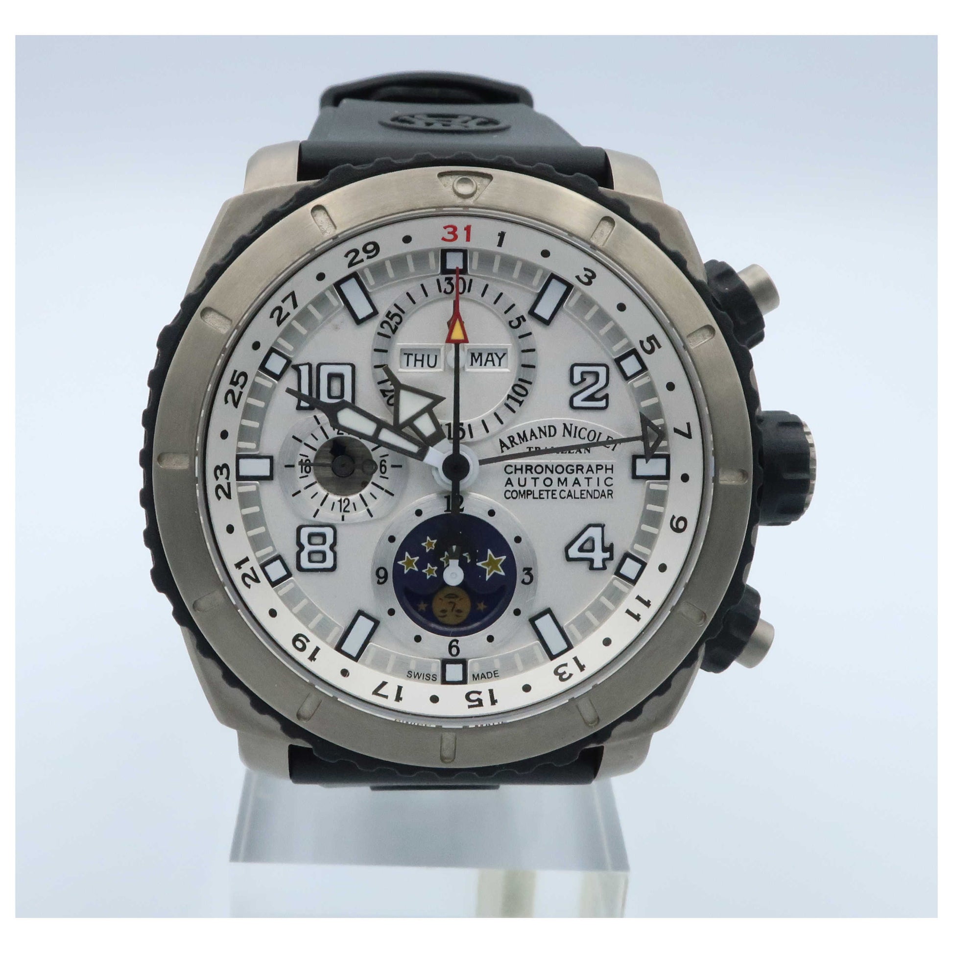 Front view of Armand Nicolet S05 Men's Automatic Watch T614A-AG-G9610-SD