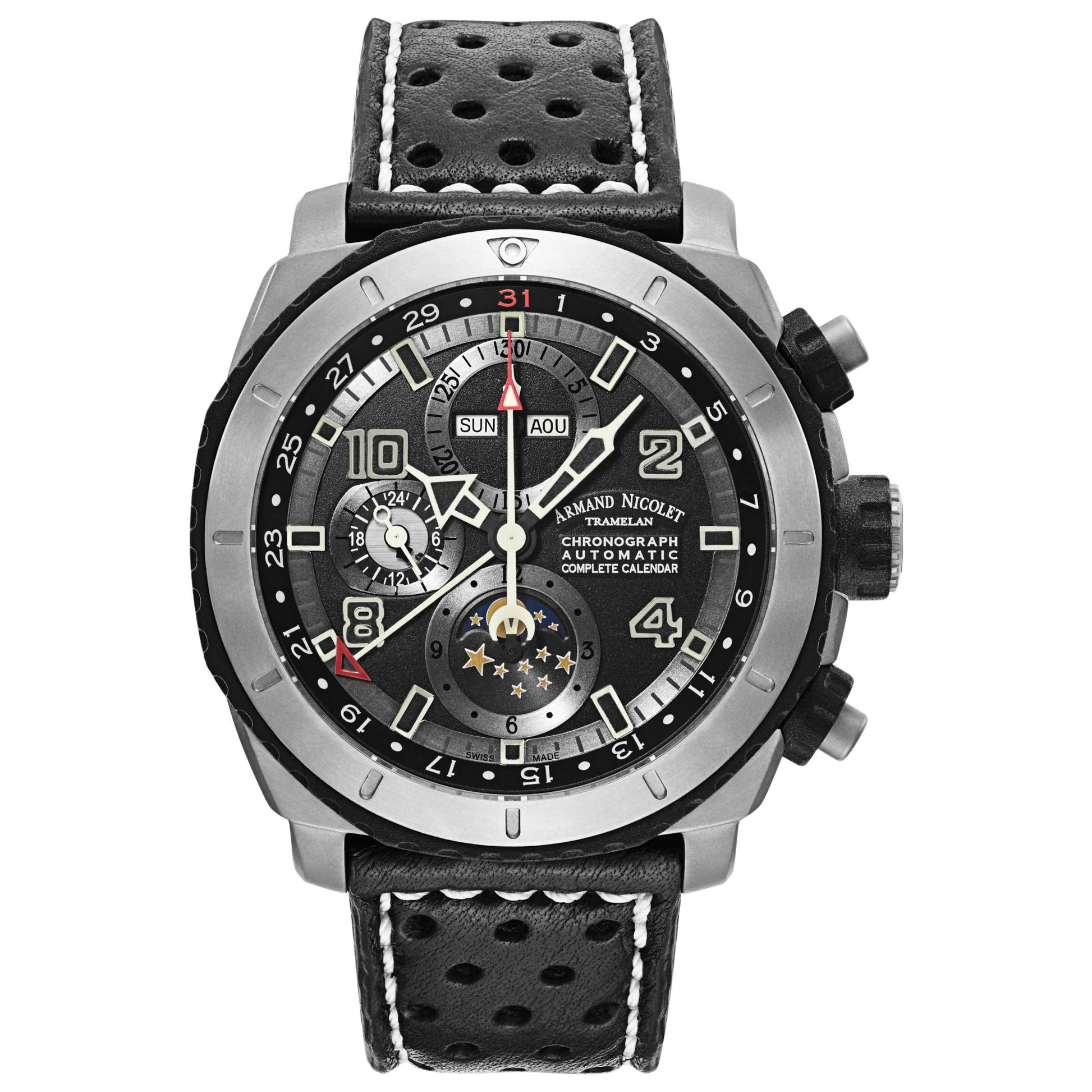 Front view of Armand Nicolet S05 Men's Automatic Watch T614A-AK-P160NR4