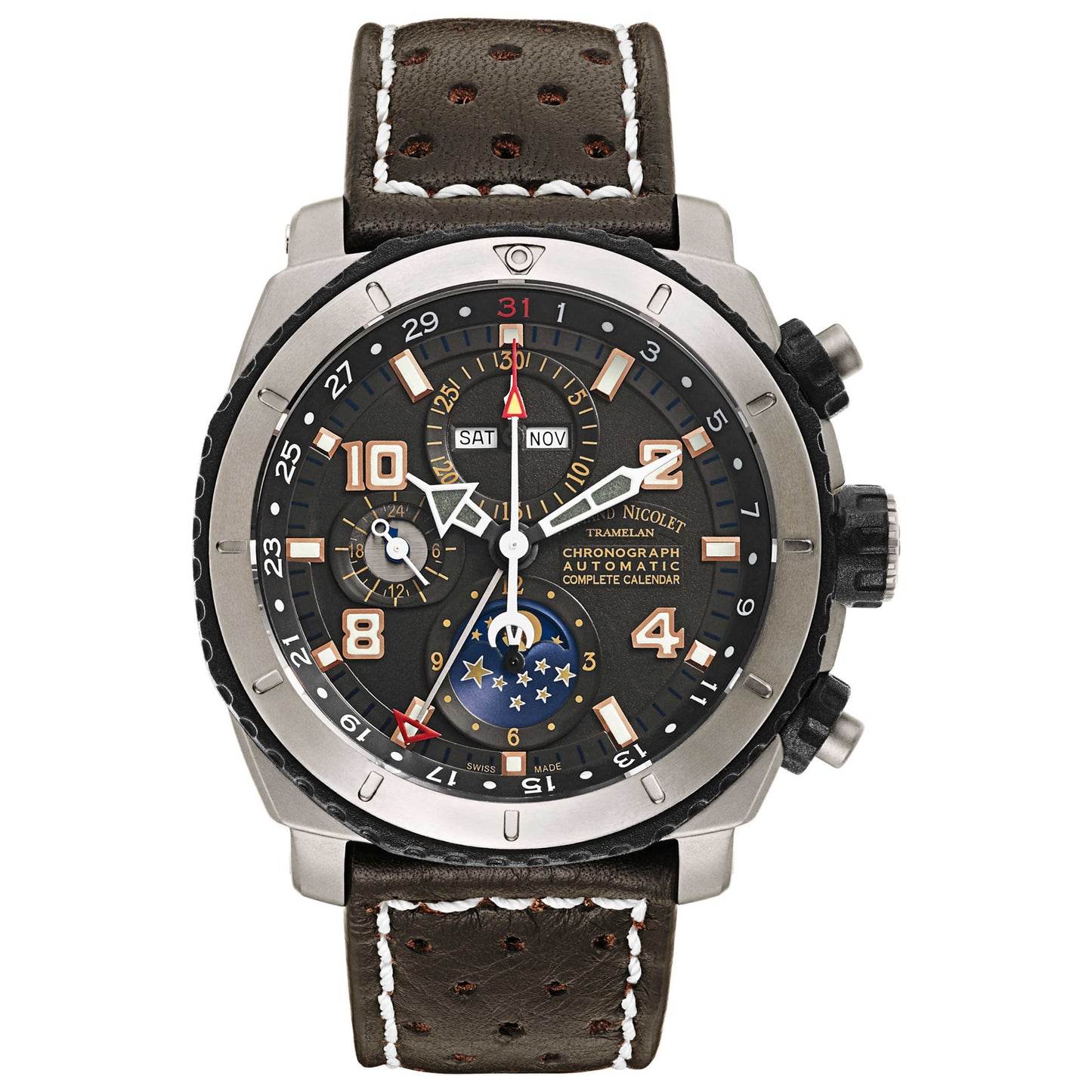 Front view of Armand Nicolet S05 Men's Automatic Watch T614A-NS-P160TM4