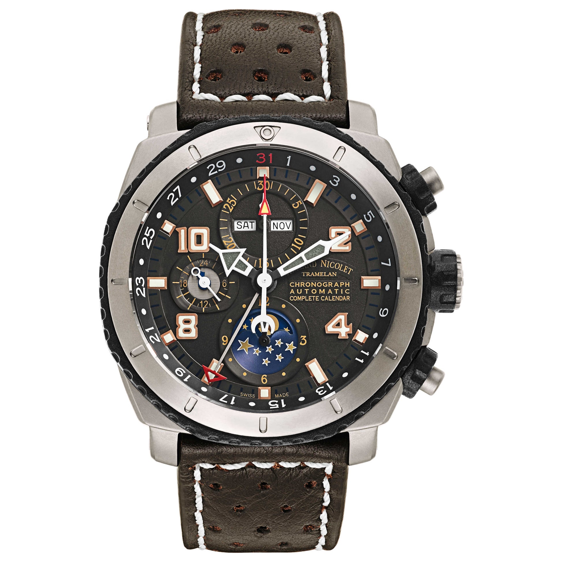 Front view of Armand Nicolet S05 Men's Automatic Watch T614A-NS-P160TM4