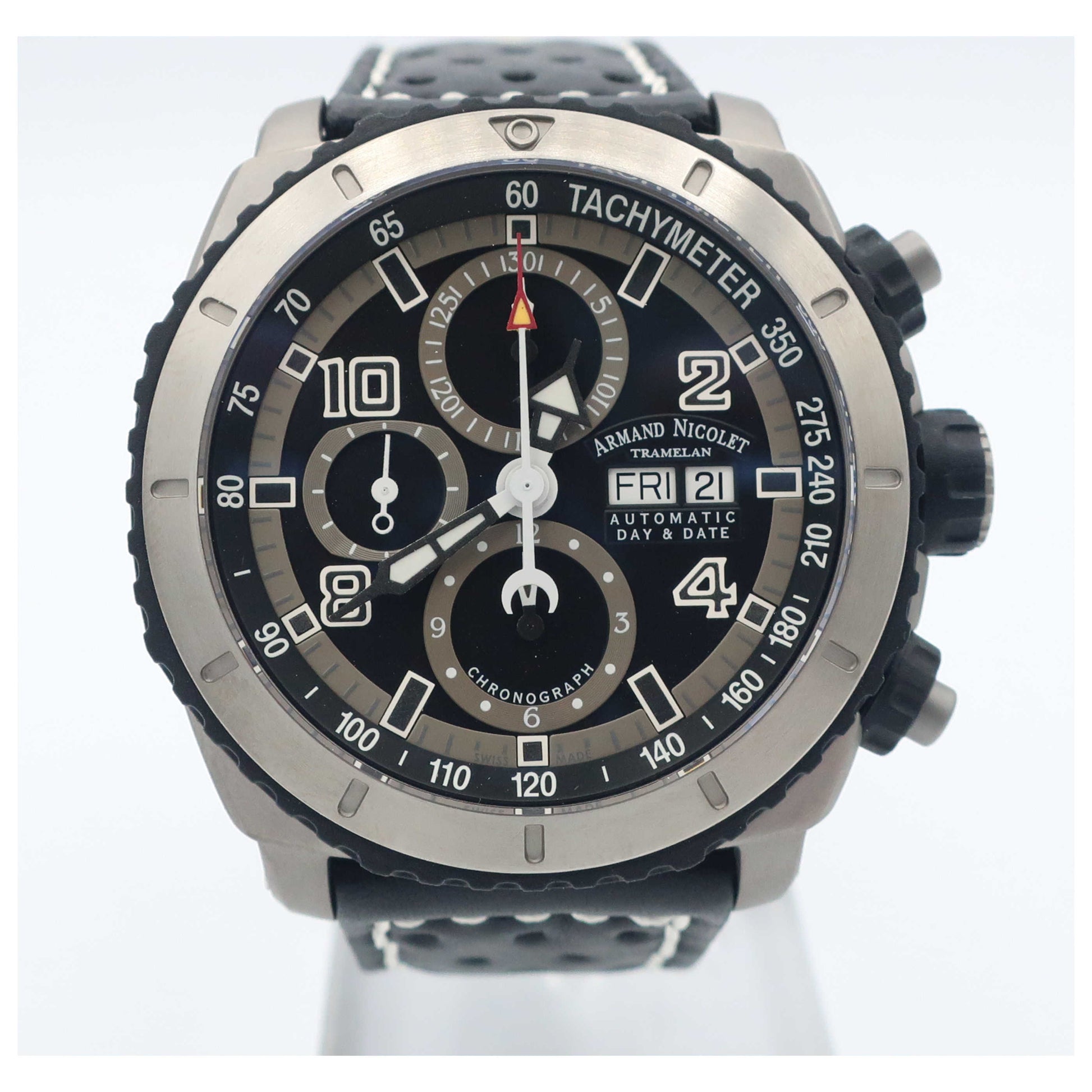Front view of Armand Nicolet S05 Men's Automatic Watch T616A-GR-P160NR4-SD