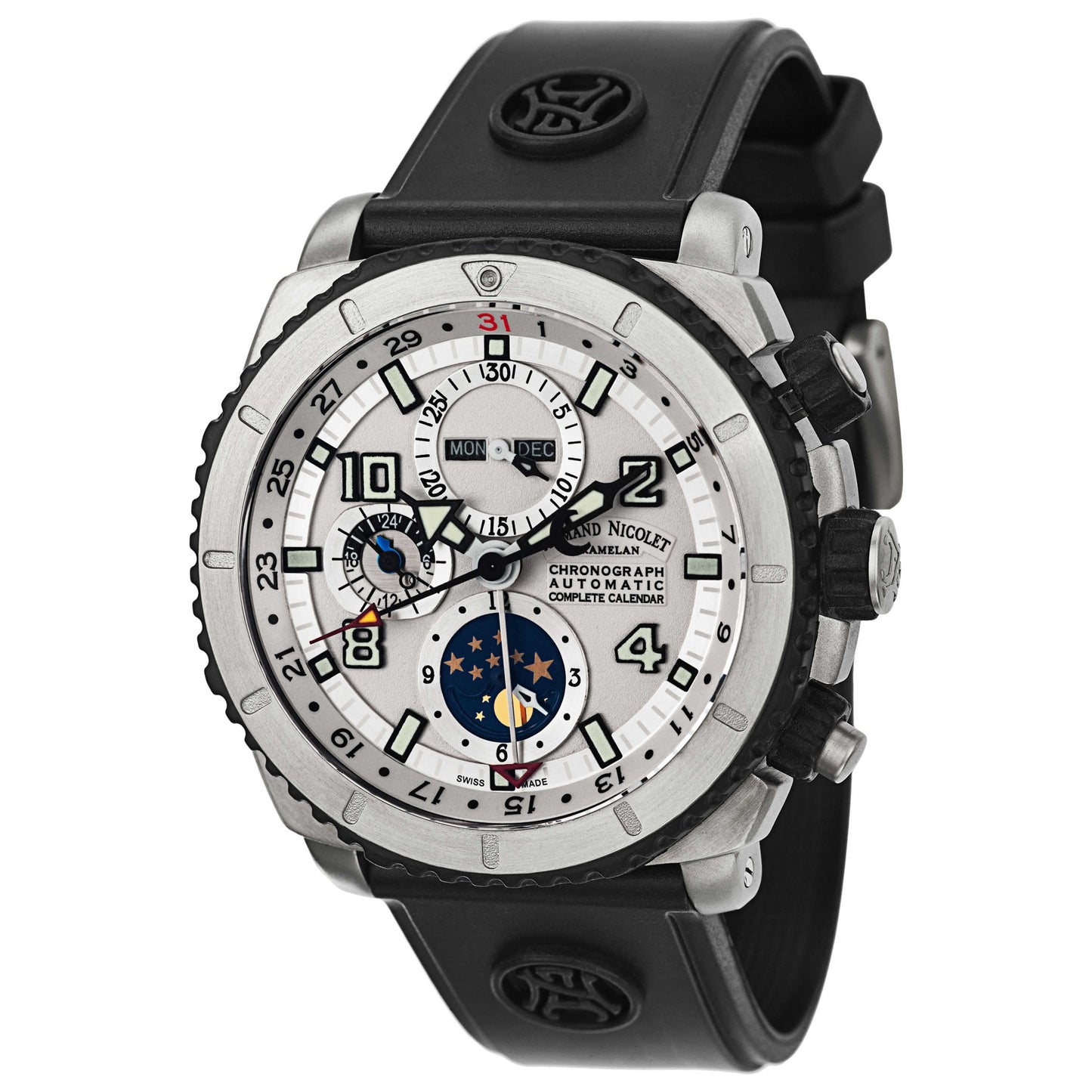 Front view of Armand Nicolet S05 Men's Automatic Watch T618A-AG-G9610