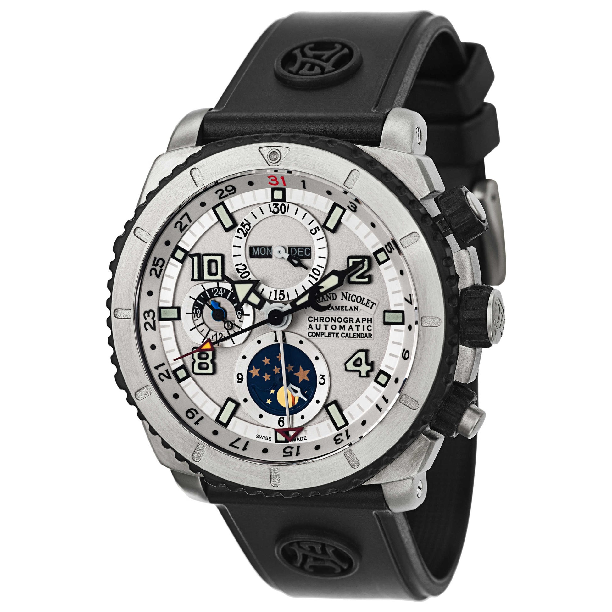 Front view of Armand Nicolet S05 Men's Automatic Watch T618A-AG-G9610