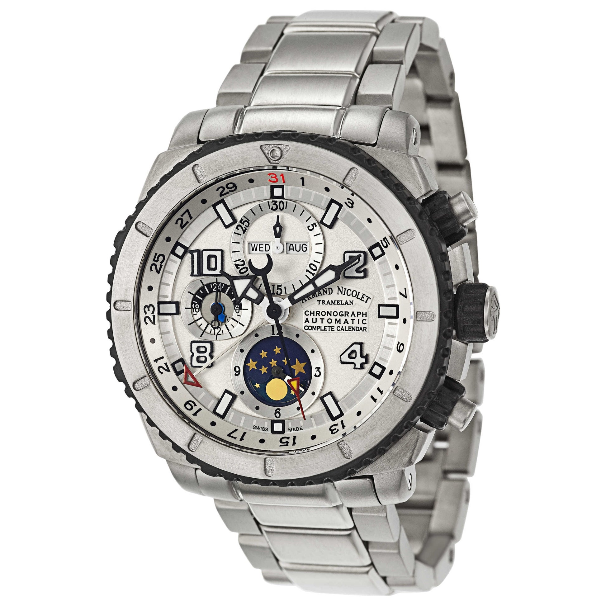 Front view of Armand Nicolet S05 Men's Automatic Watch T618A-AG-MT610