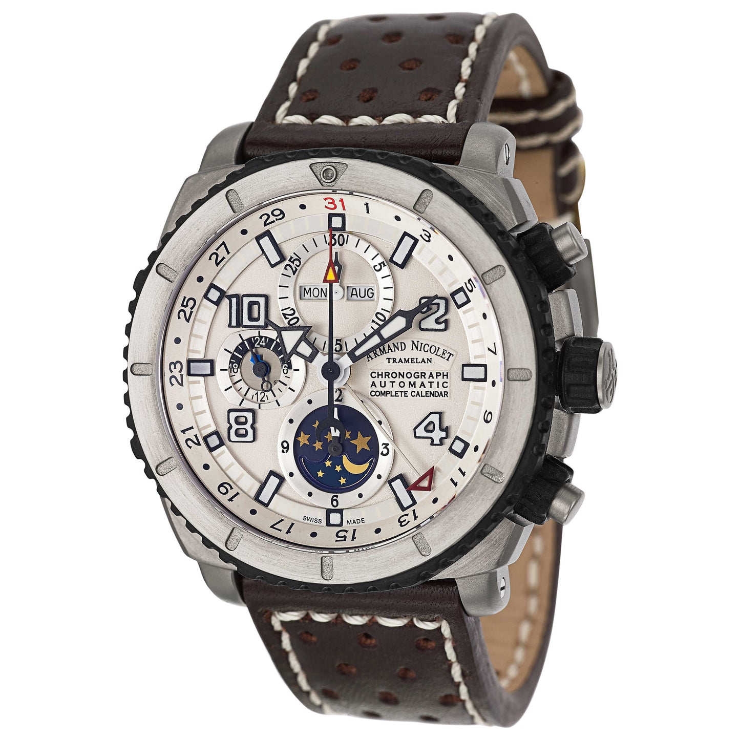 Front view of Armand Nicolet S05 Men's Automatic Watch T618A-AG-P160TM4
