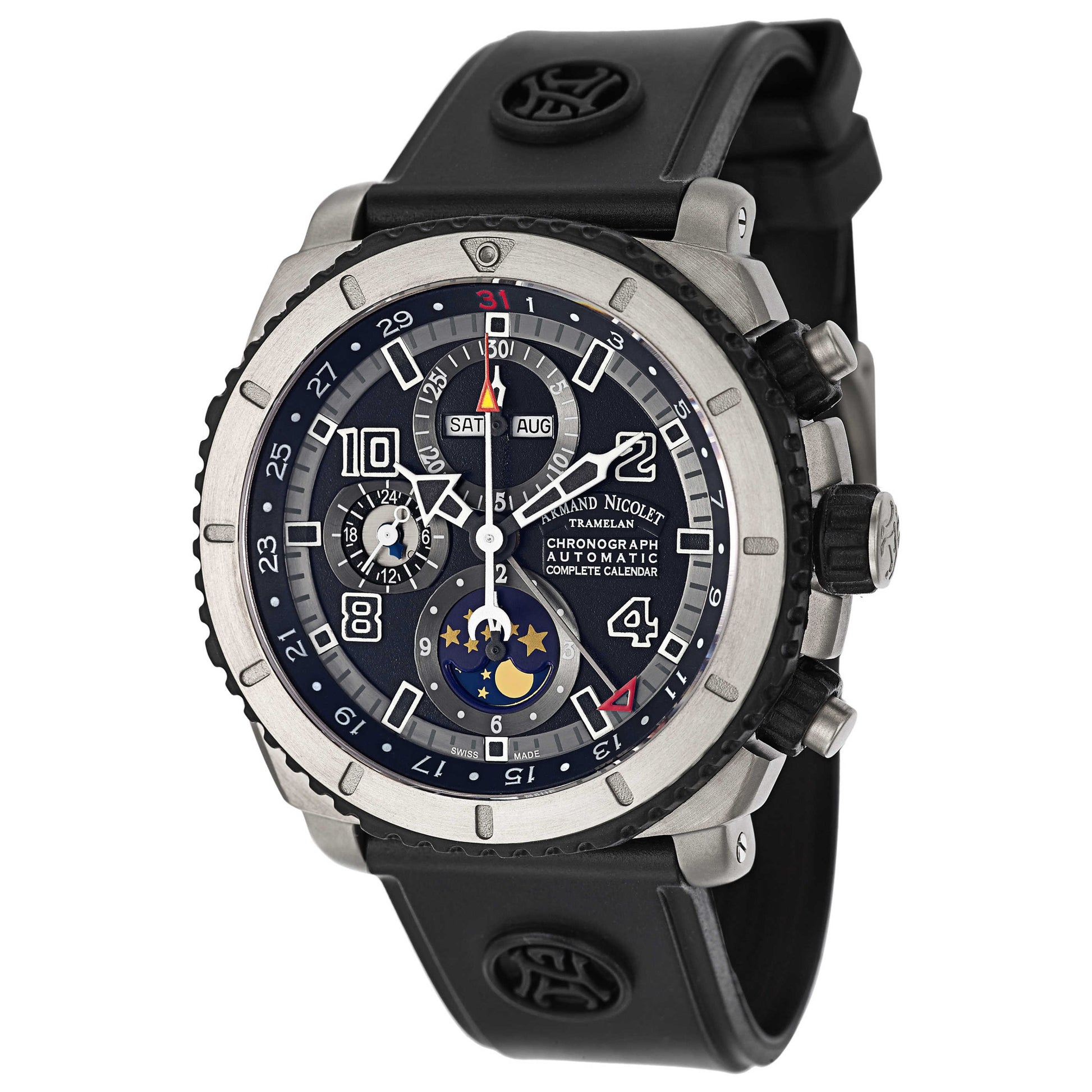 Front view of Armand Nicolet S05 Men's Automatic Watch T618A-GR-G9610