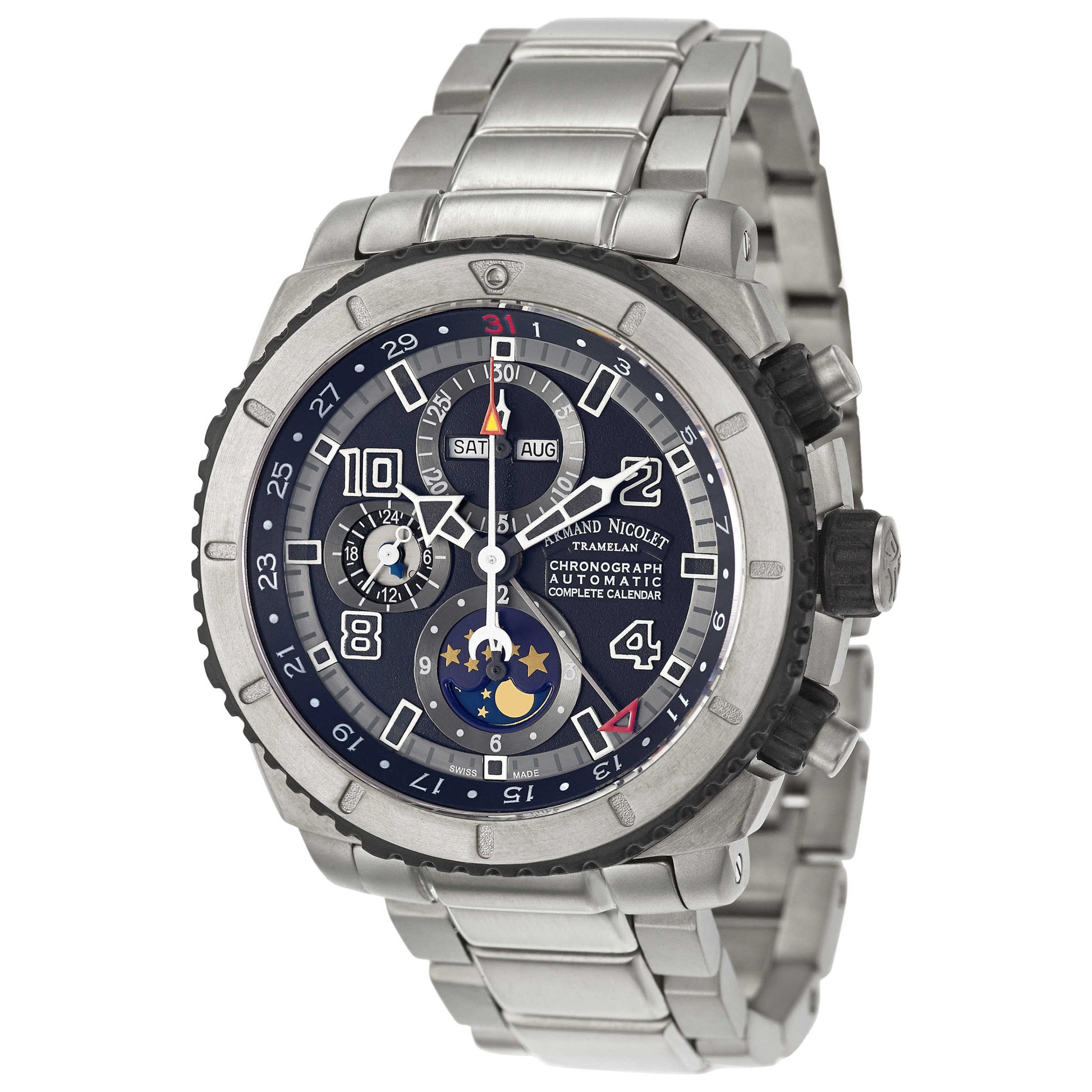 Front view of Armand Nicolet S05 Men's Automatic Watch T618A-GR-MT610