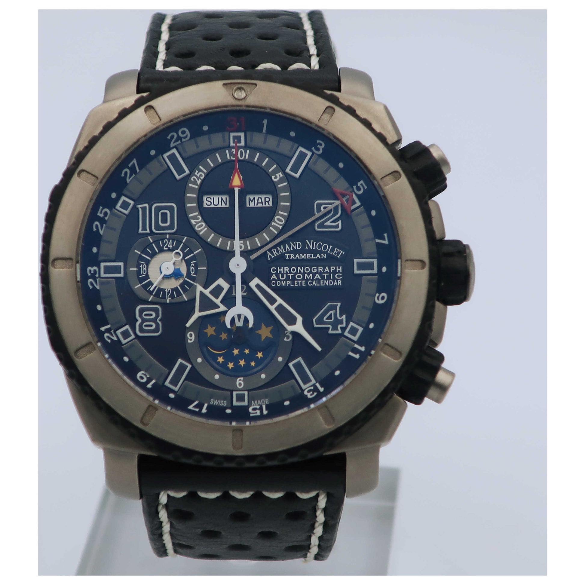 Front view of Armand Nicolet S05 Men's Automatic Watch T618A-GR-P160NR4-SD
