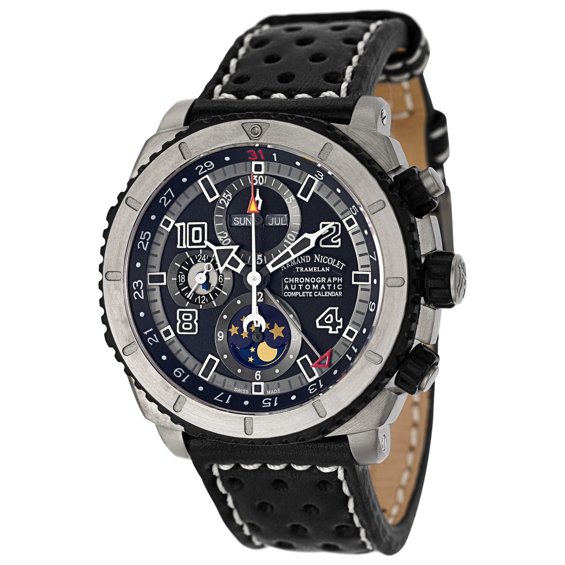 Front view of Armand Nicolet S05 Men's Automatic Watch T618A-GR-P160NR4