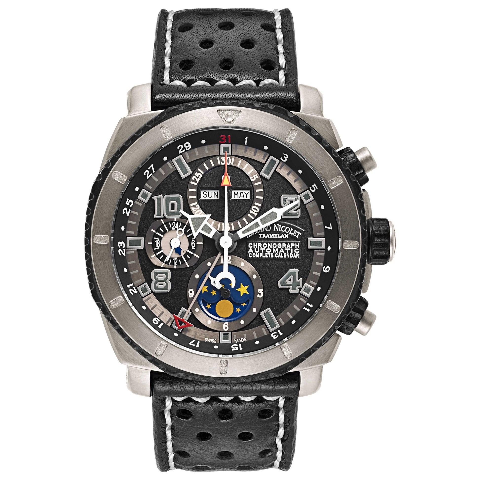 Front view of Armand Nicolet S05 Men's Automatic Watch T618A-NK-P160NR4