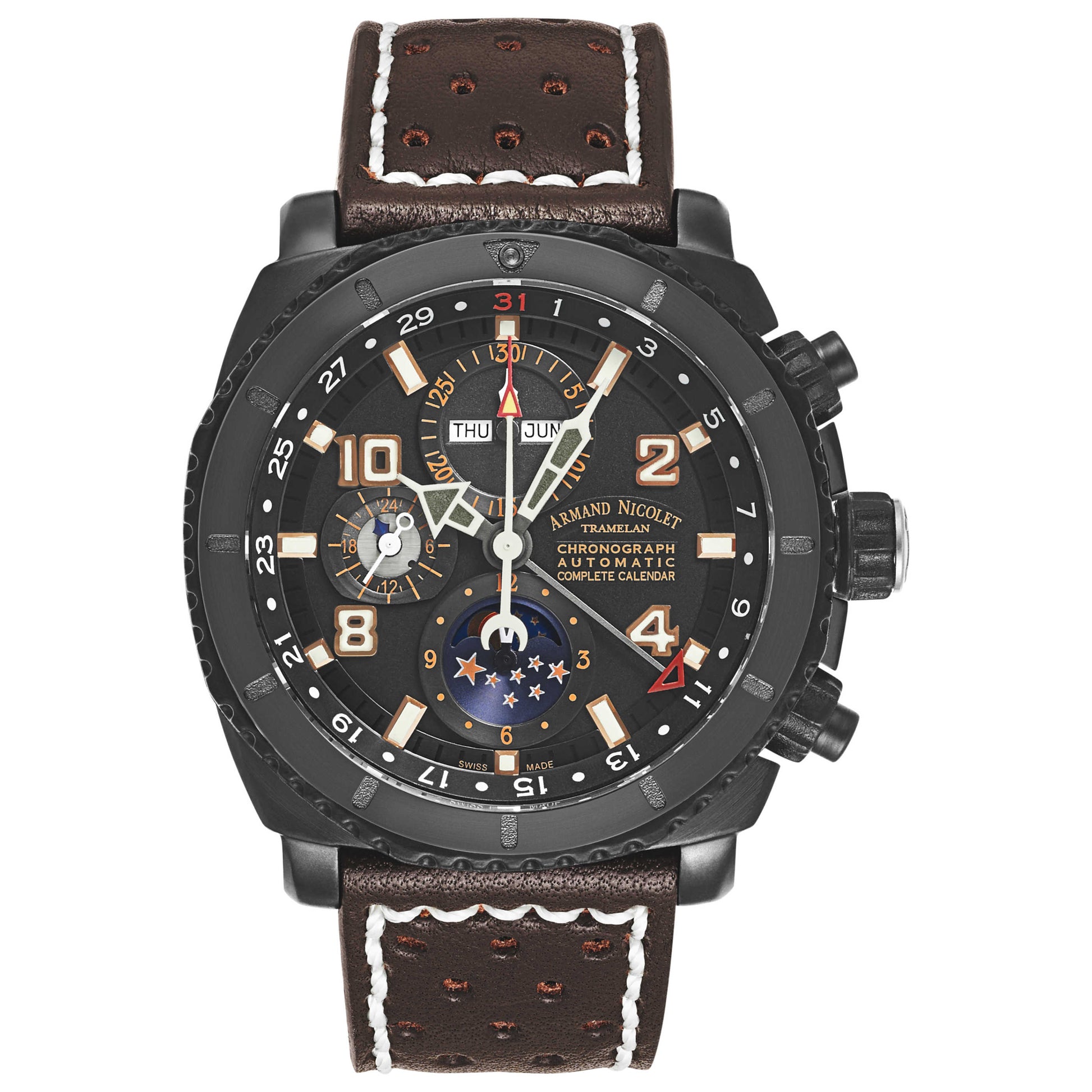 Front view of Armand Nicolet S05 Men's Automatic Watch T618N-NS-P160NG4