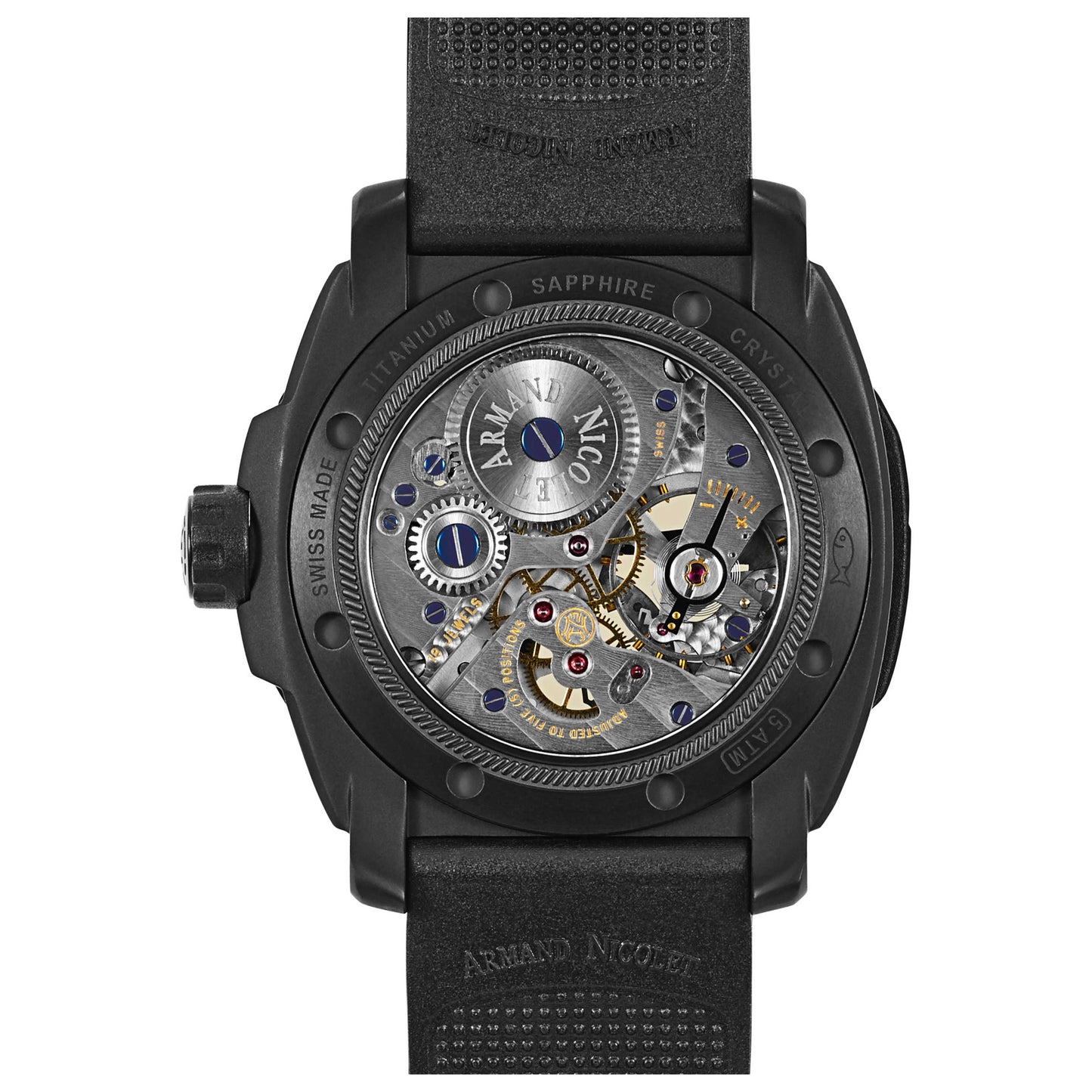 Back view of Armand Nicolet L09 Men's Manual-Wind Watch T619AQN-NR-G9610
