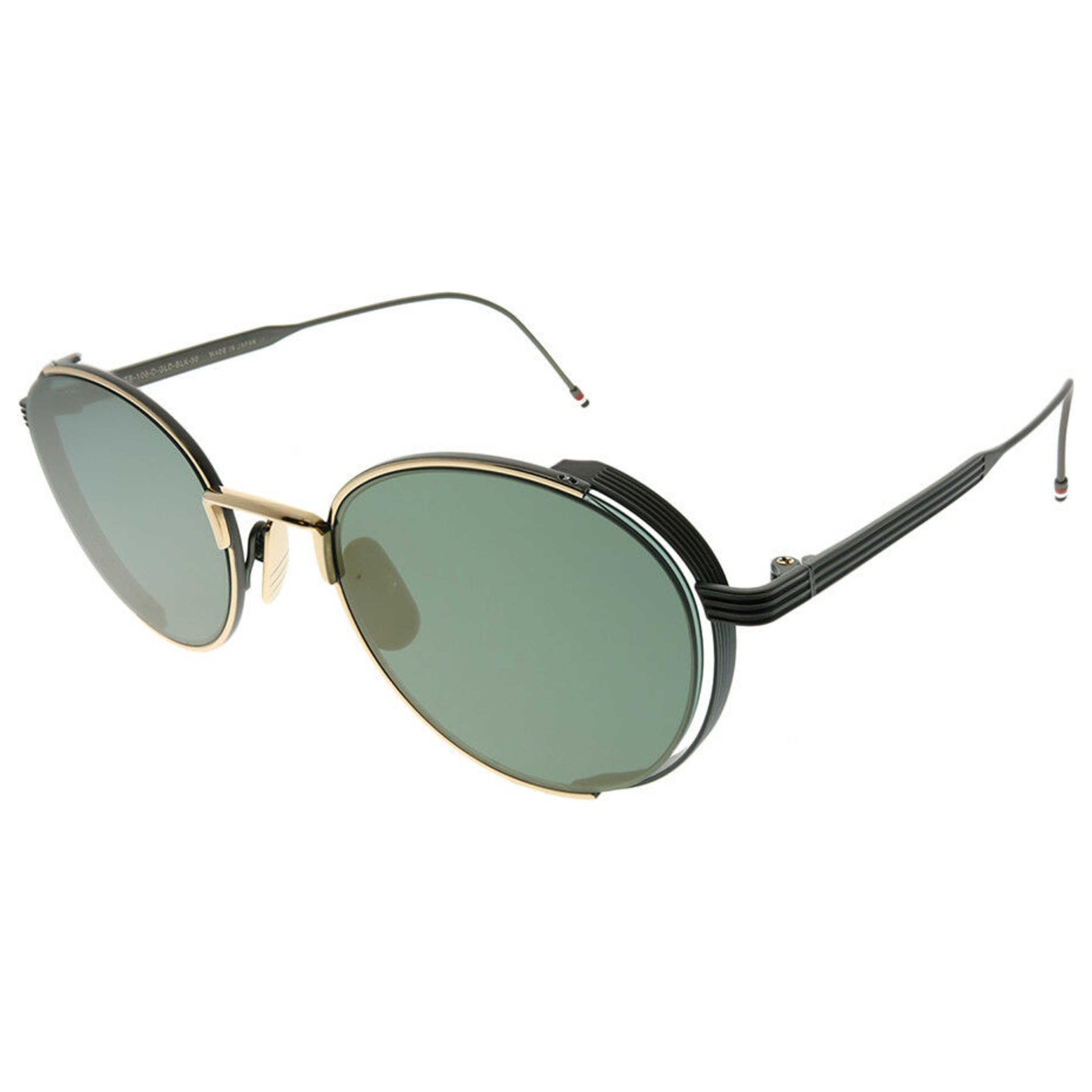 Front view of Thom Browne Fashion Unisex Sunglasses TB-106-D-GLD-BLK-50