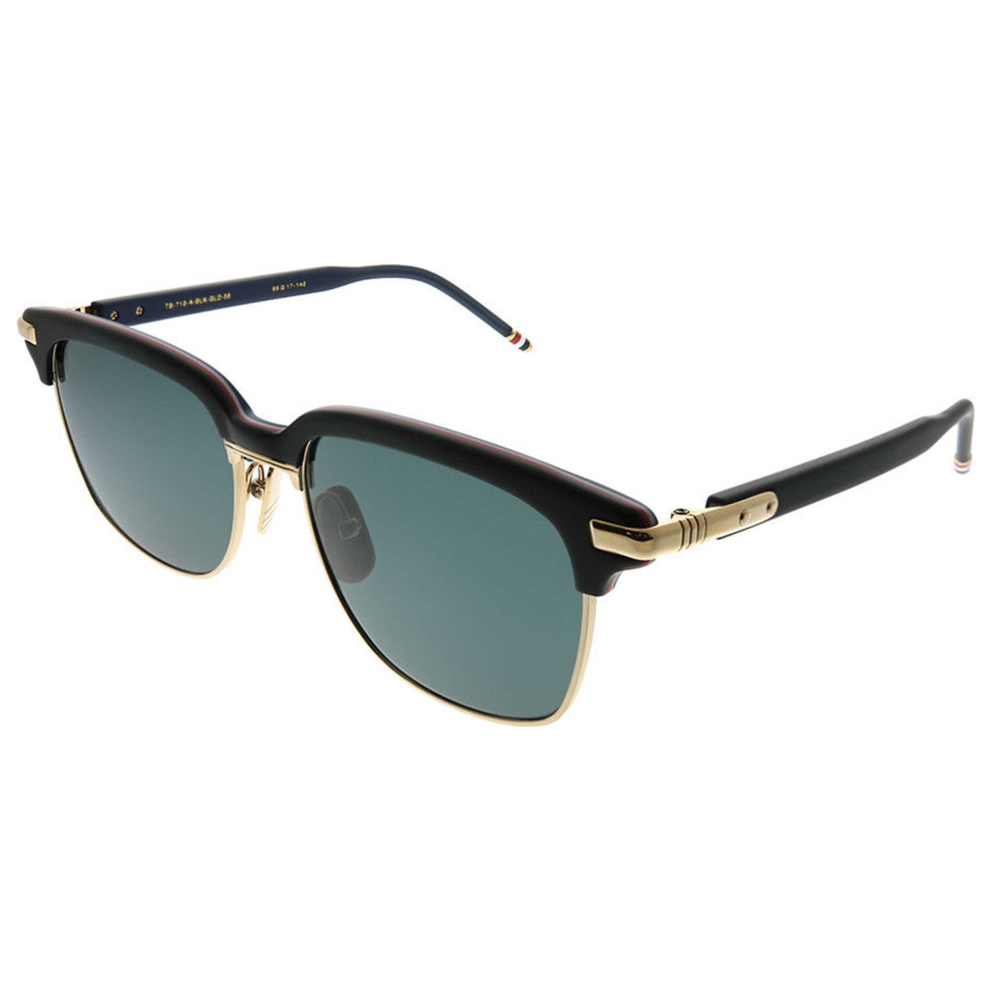 Front view of Thom Browne Fashion Unisex Sunglasses TB-713-A-BLK-GLD-55
