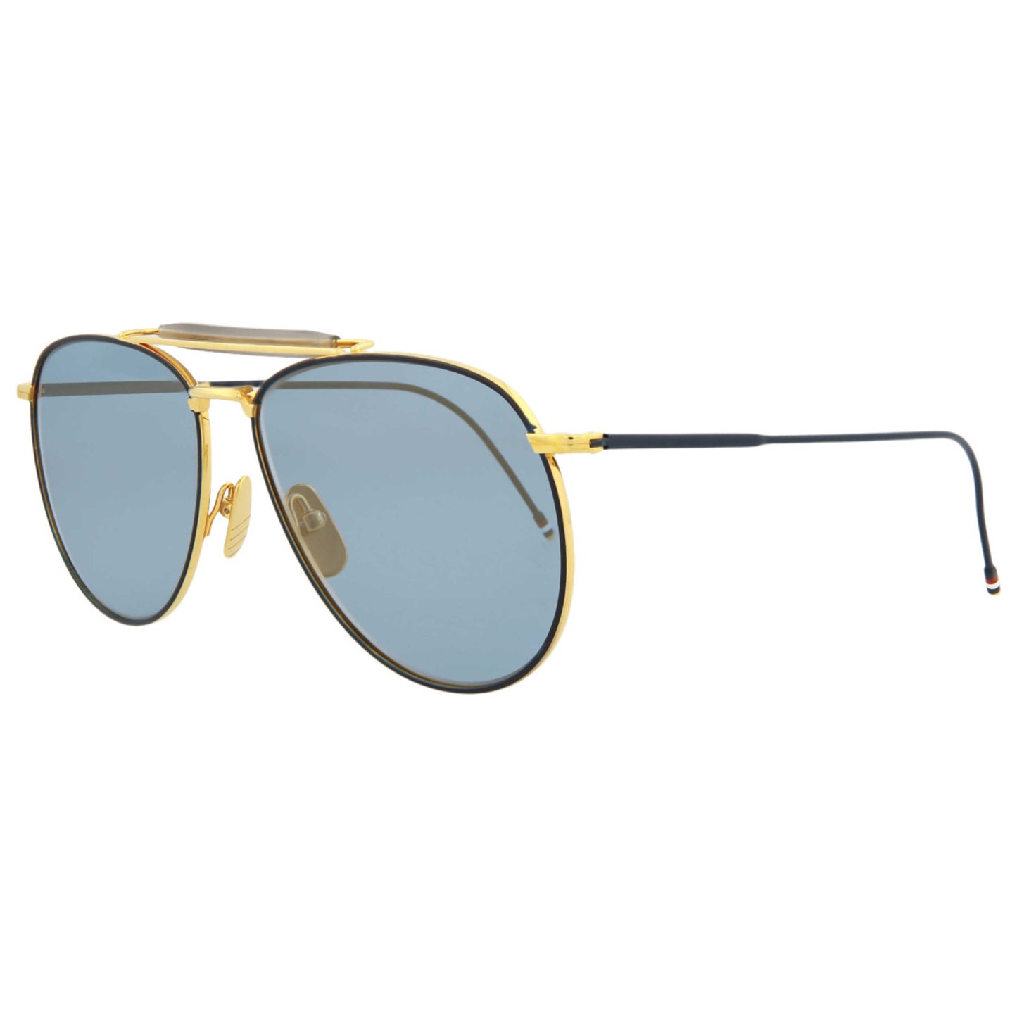 Front view of Thom Browne Novelty Unisex Sunglasses TB015LTD-NVYGLD-62