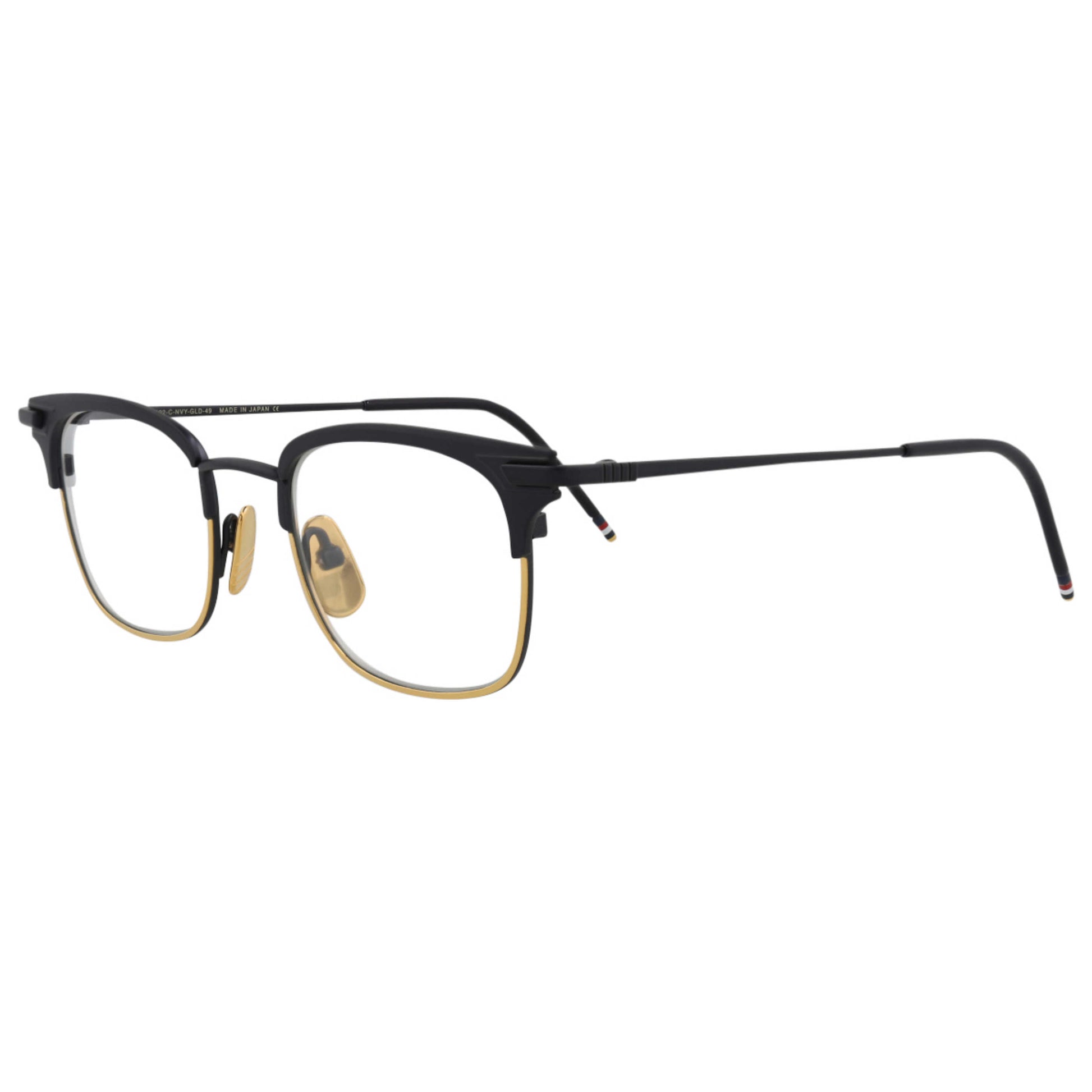 Front view of Thom Browne Novelty Unisex Sunglasses TB102-CNVYGLD-49