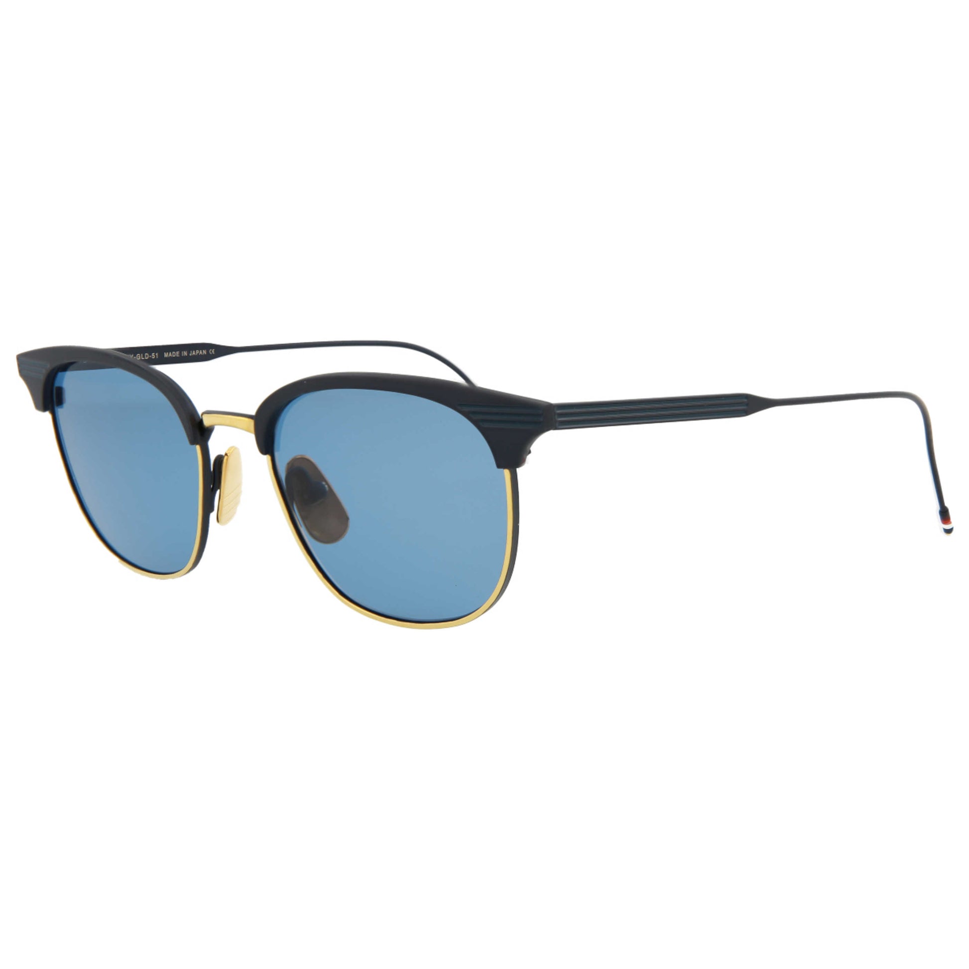 Front view of Thom Browne Novelty Unisex Sunglasses TB104-CTNVYGLD-051