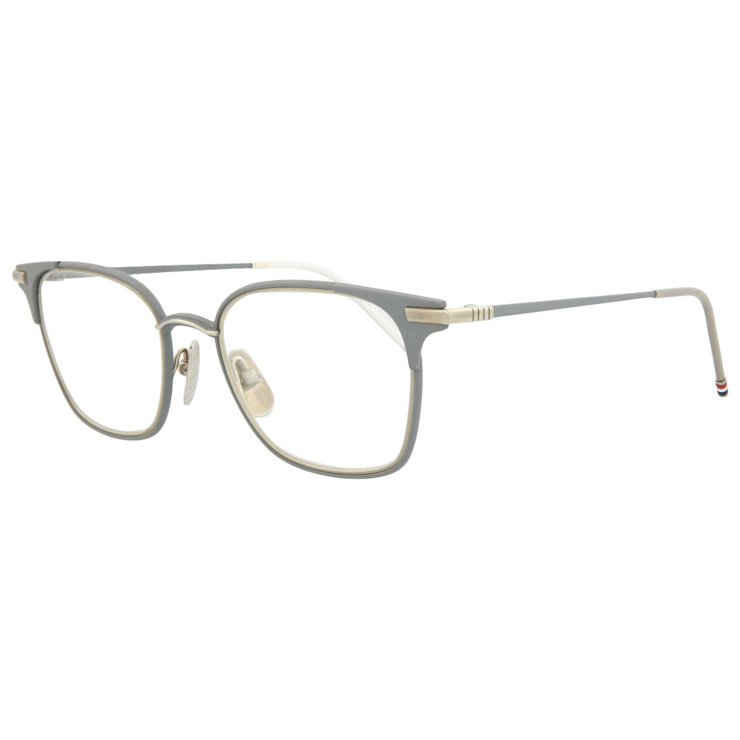 Front view of Thom Browne Novelty Unisex Sunglasses TB107-BGRYSLV-051