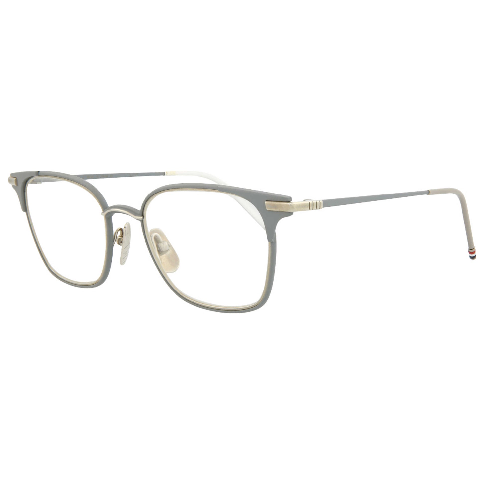 Front view of Thom Browne Novelty Unisex Sunglasses TB107-BGRYSLV-051
