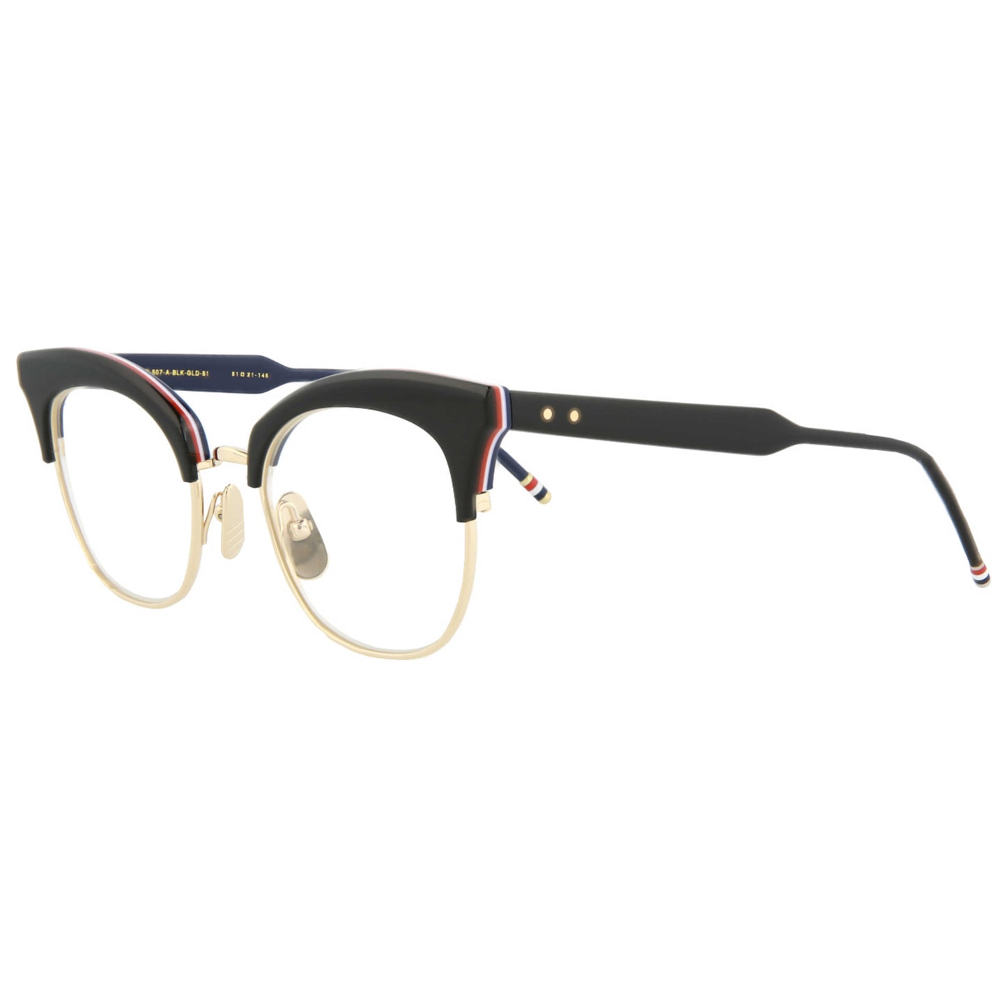 Front view of Thom Browne Novelty Women's Opticals TB507-ABLKGLD-51