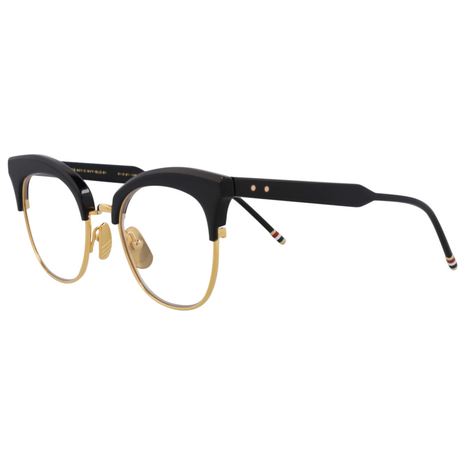 Front view of Thom Browne Novelty Unisex Sunglasses TB507-CNVYGLD-051