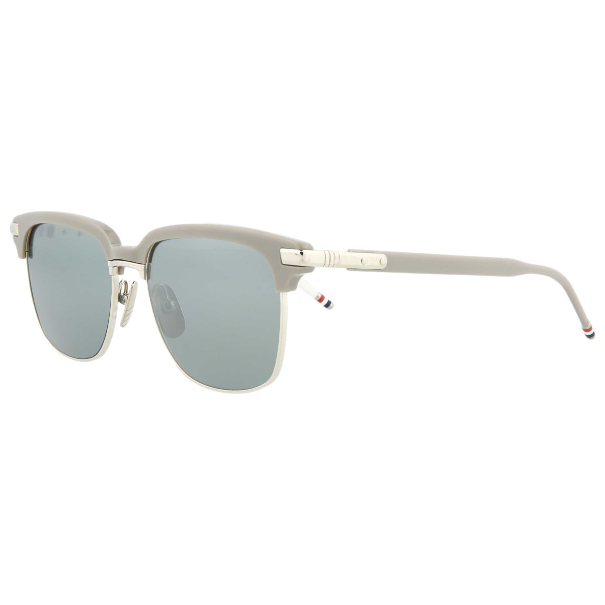 Front view of Thom Browne Novelty Unisex Sunglasses TB713-BGRYSLV-55