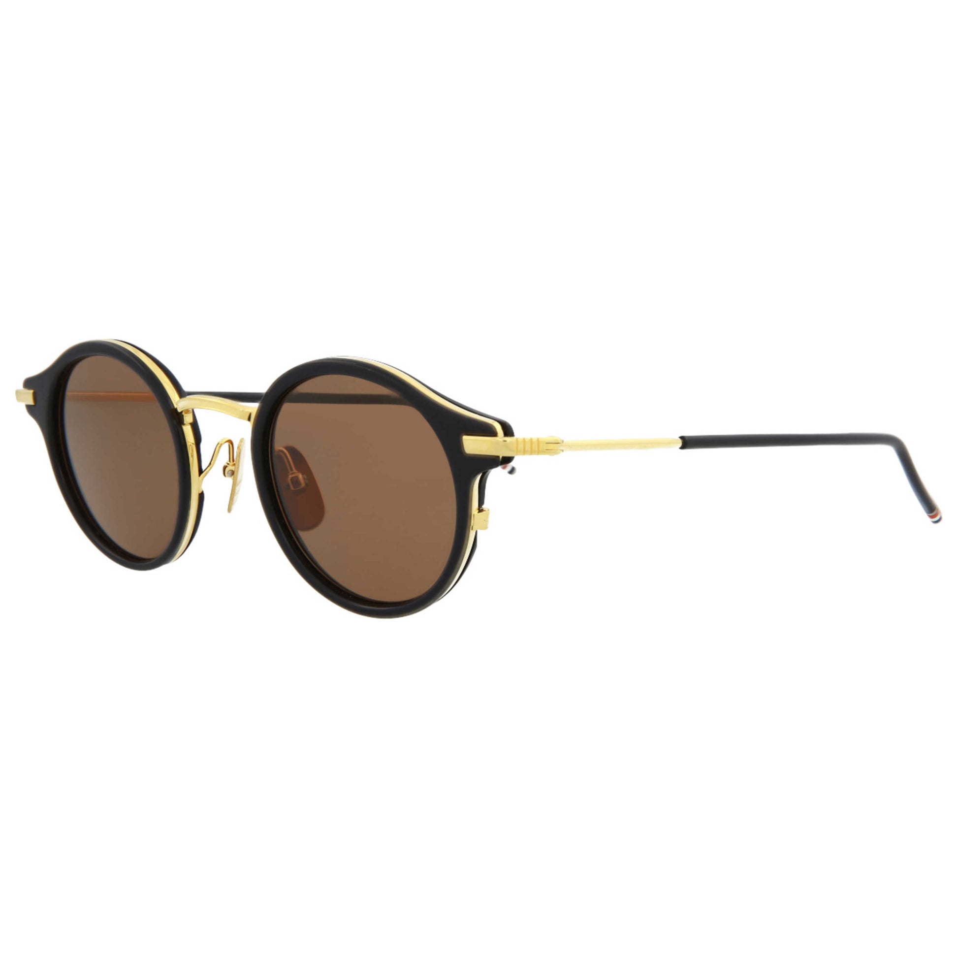 Front view of Thom Browne Novelty Unisex Sunglasses TB807-DTNVYGLD-45