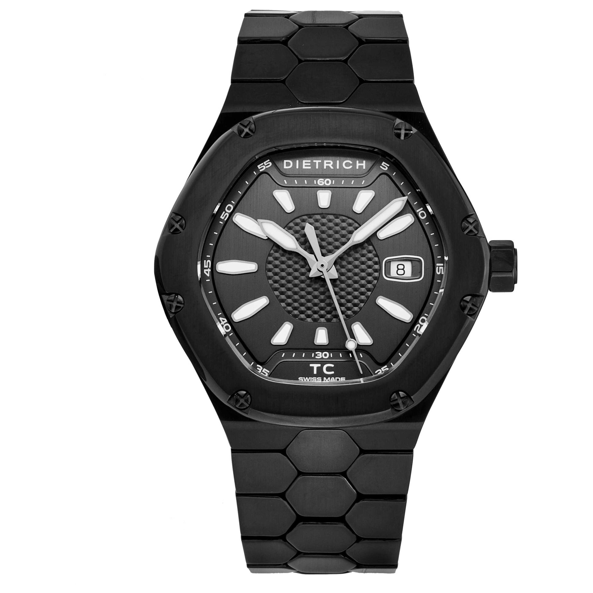 Front view of Dietrich Time Companion Men's Automatic Watch TC PVD BLACK