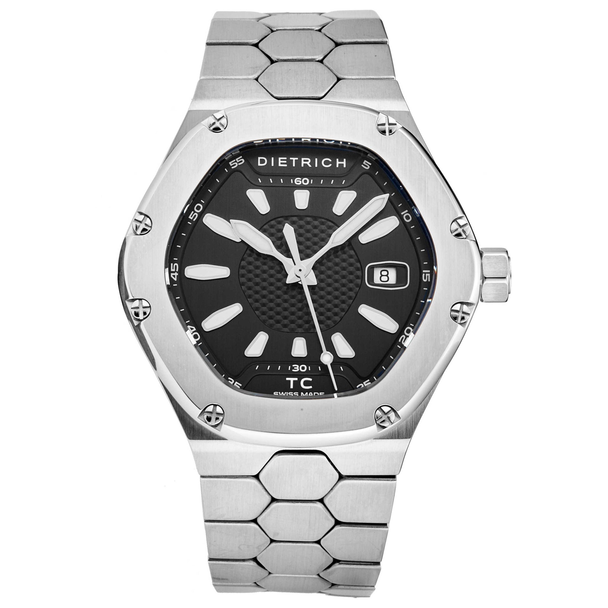 Front view of Dietrich Time Companion Men's Automatic Watch TC SS BLACK
