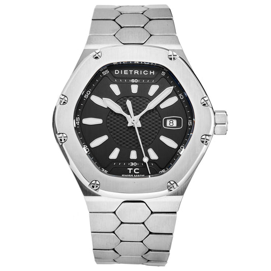 Front view of Dietrich Time Companion Men's Automatic Watch TC SS BLACK