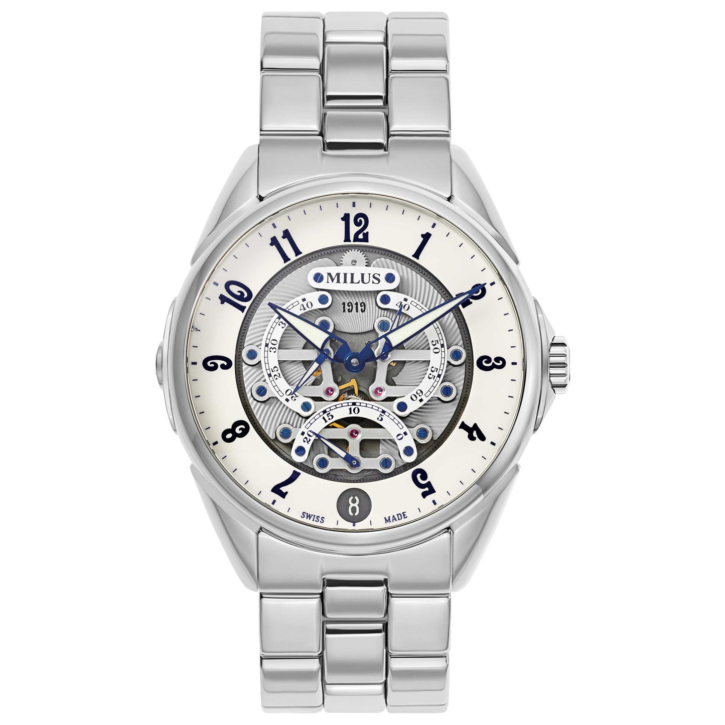 Front view of Milus Tri Retrograde Men's Automatic Watch TIRI011