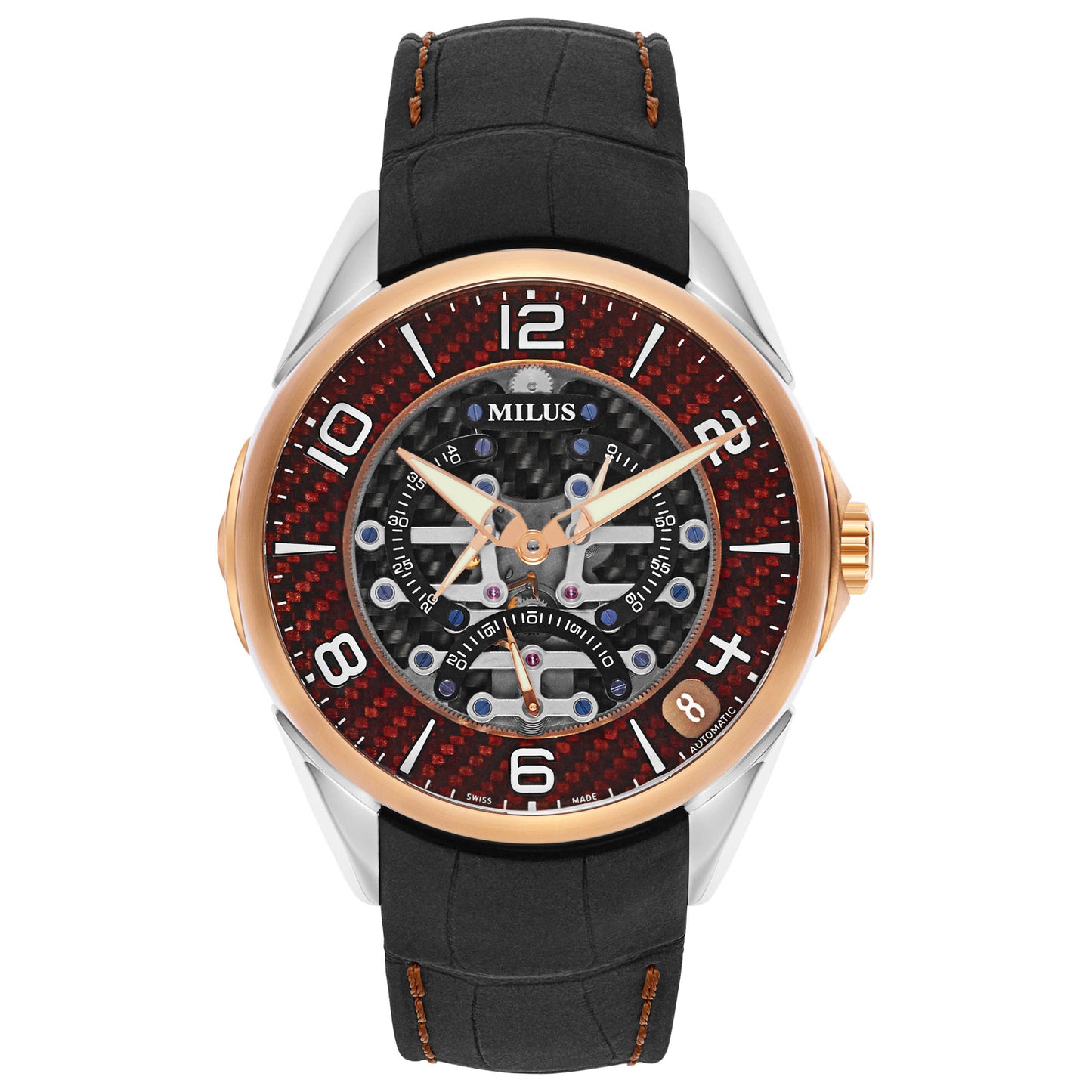 Front view of Milus Tri Retrograde Men's Automatic Watch TIRI021