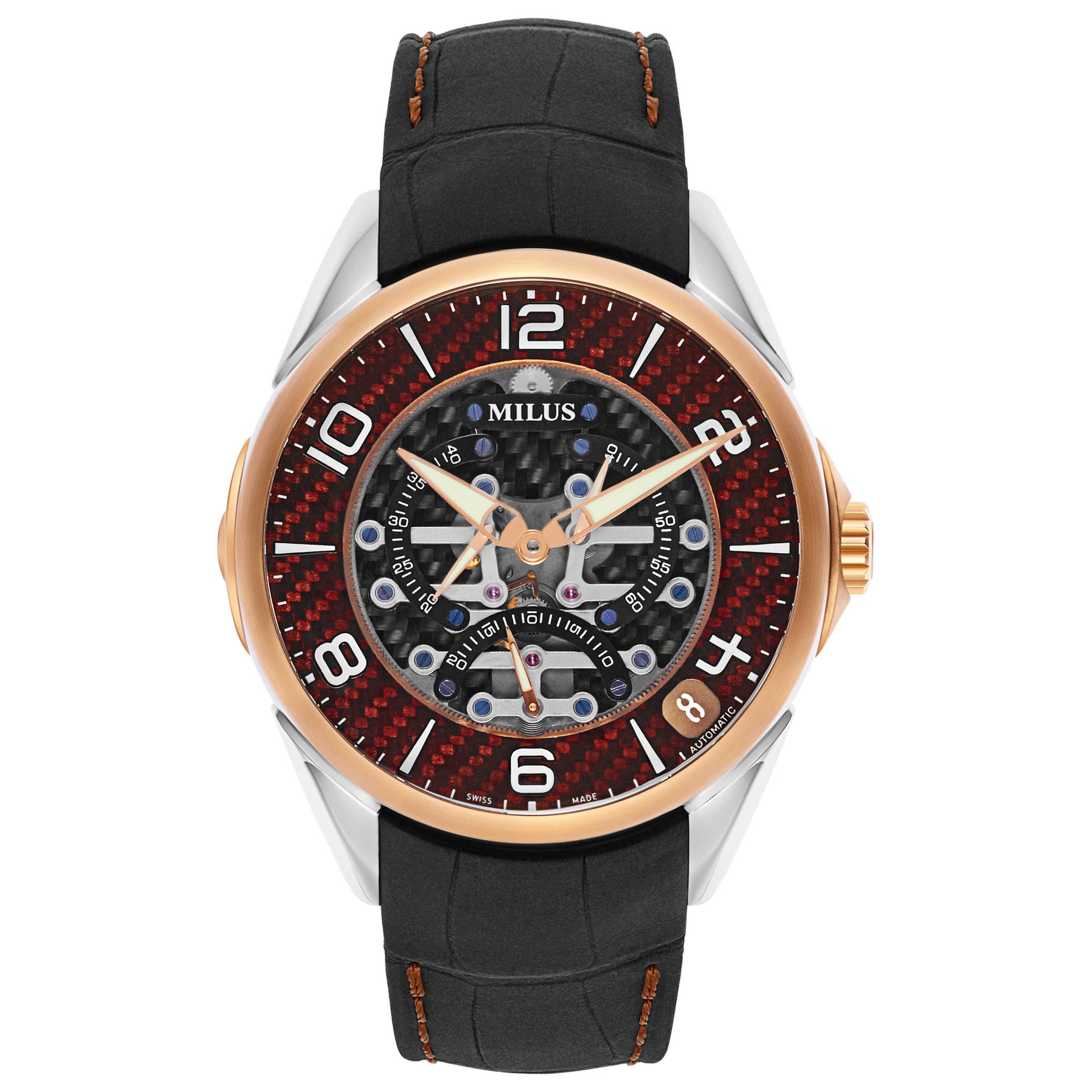 Front view of Milus Tri Retrograde Men's Automatic Watch TIRI021