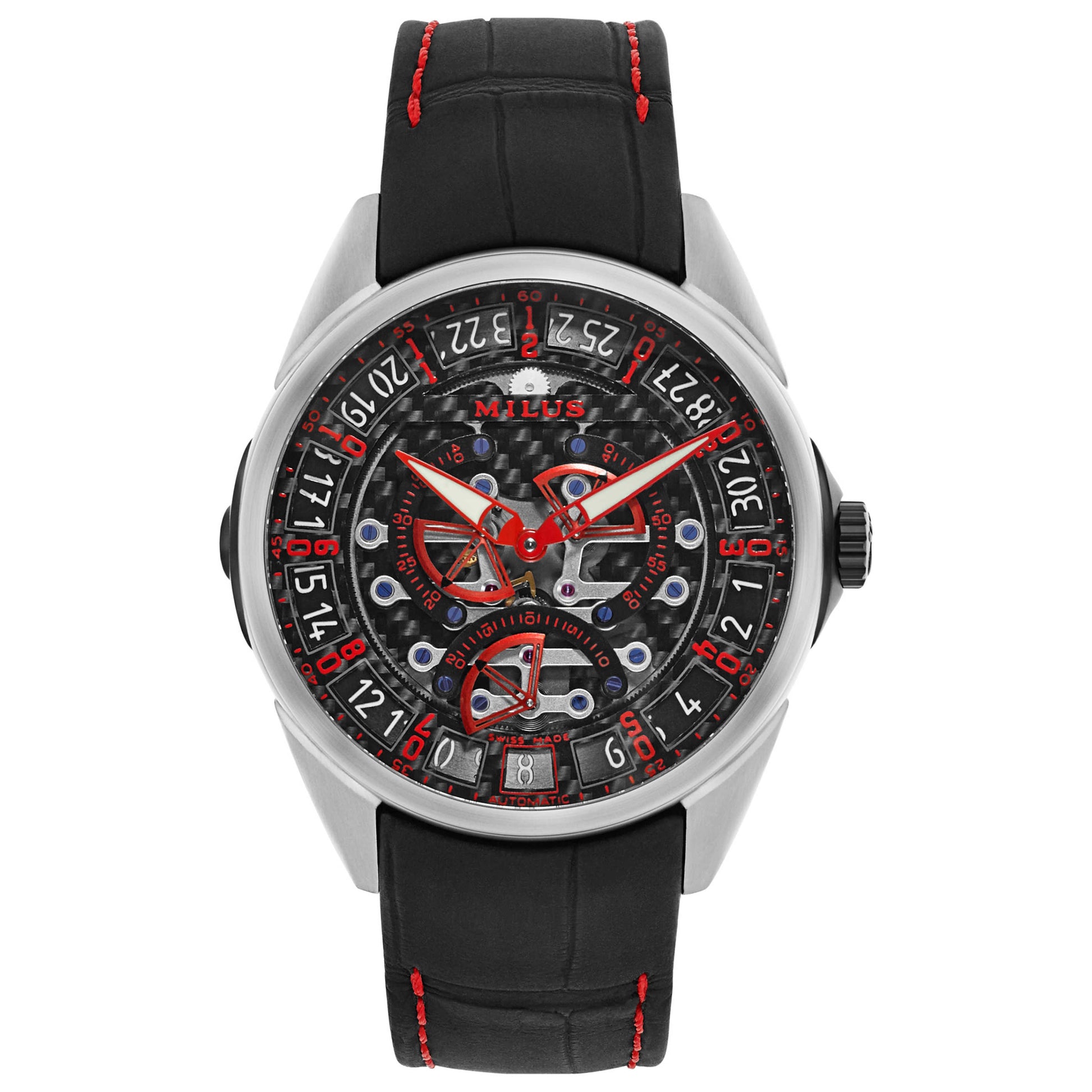Front view of Milus Tri Retrograde Men's Automatic Watch TIRI701