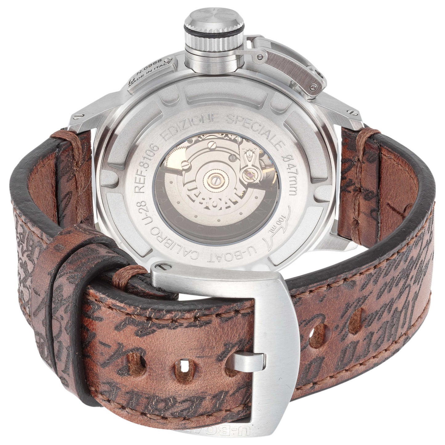 Back view of U-Boat Classico Men's Automatic Watch UB-8106