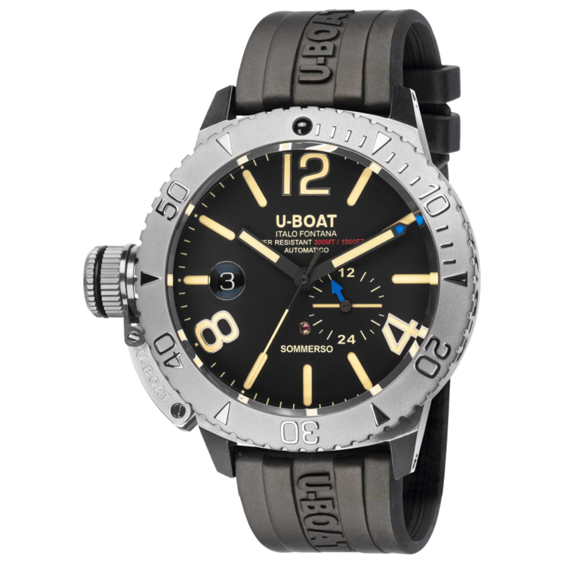 Front view of U-Boat Sommerso Men's Automatic Watch UB-9007-A