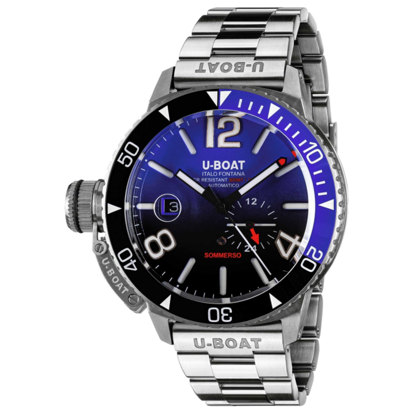 Front view of U-Boat Sommerso Ceramic Men's Automatic Watch UB-9519-MT