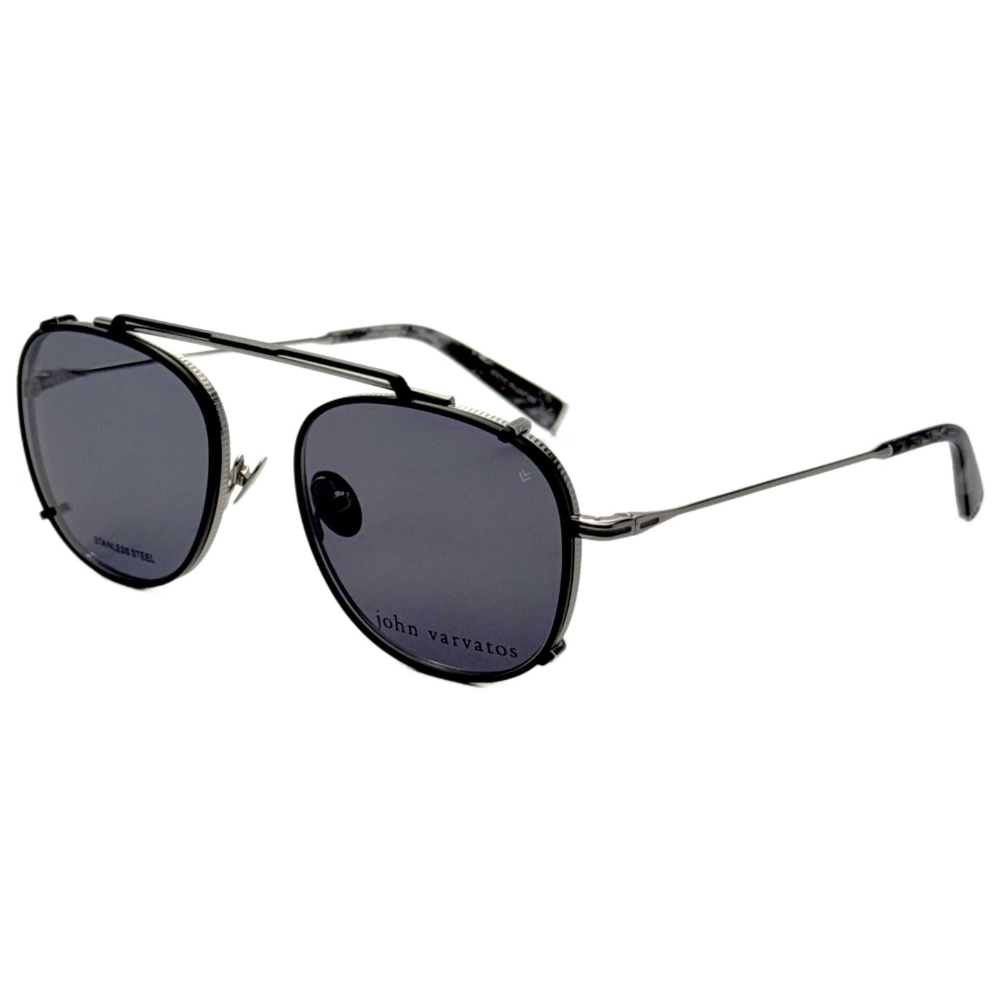 Front view of John Varvatos Men's Clip-On Frames V176-520SIL