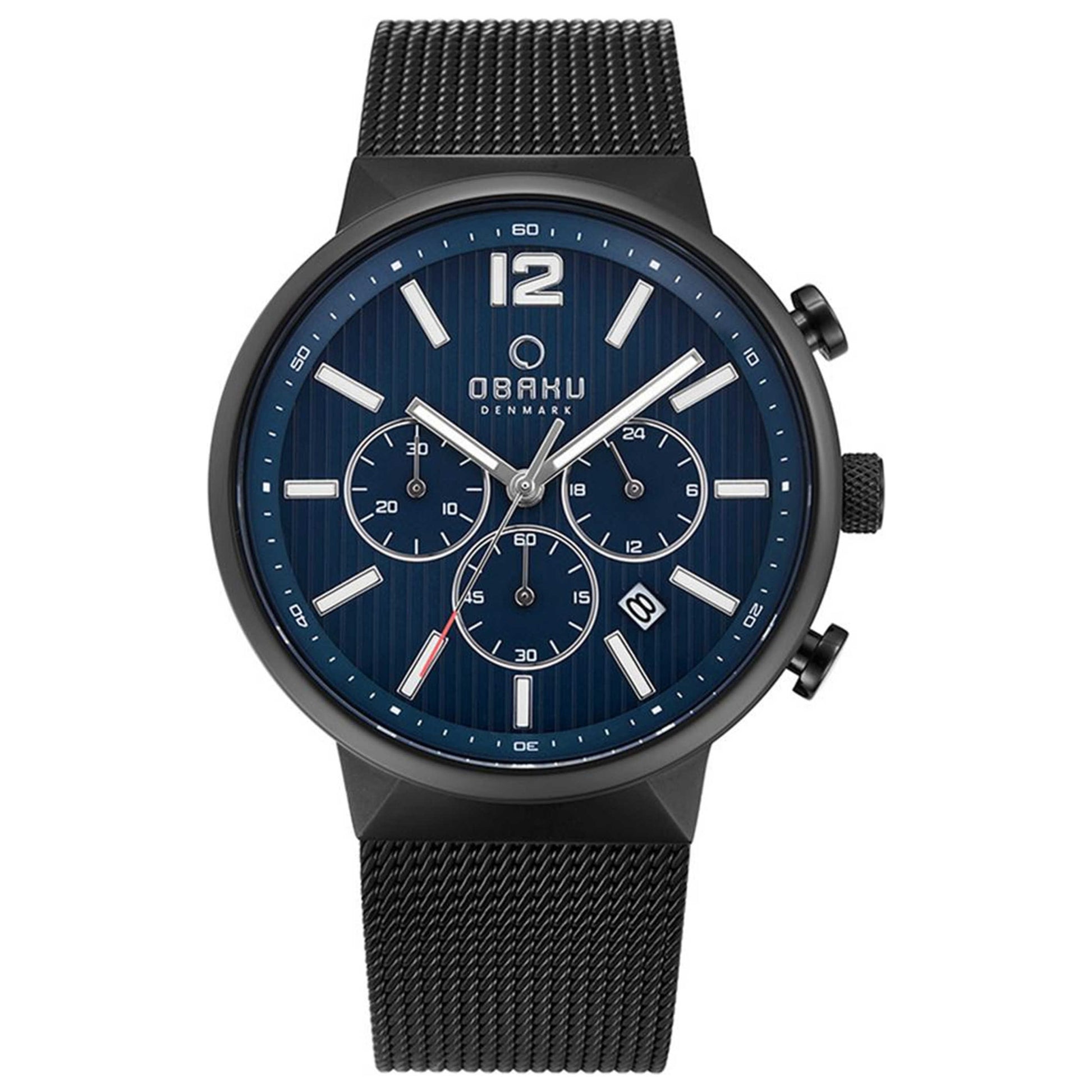 Front view of Obaku Classic Men's Quartz Watch V180GCBLMB