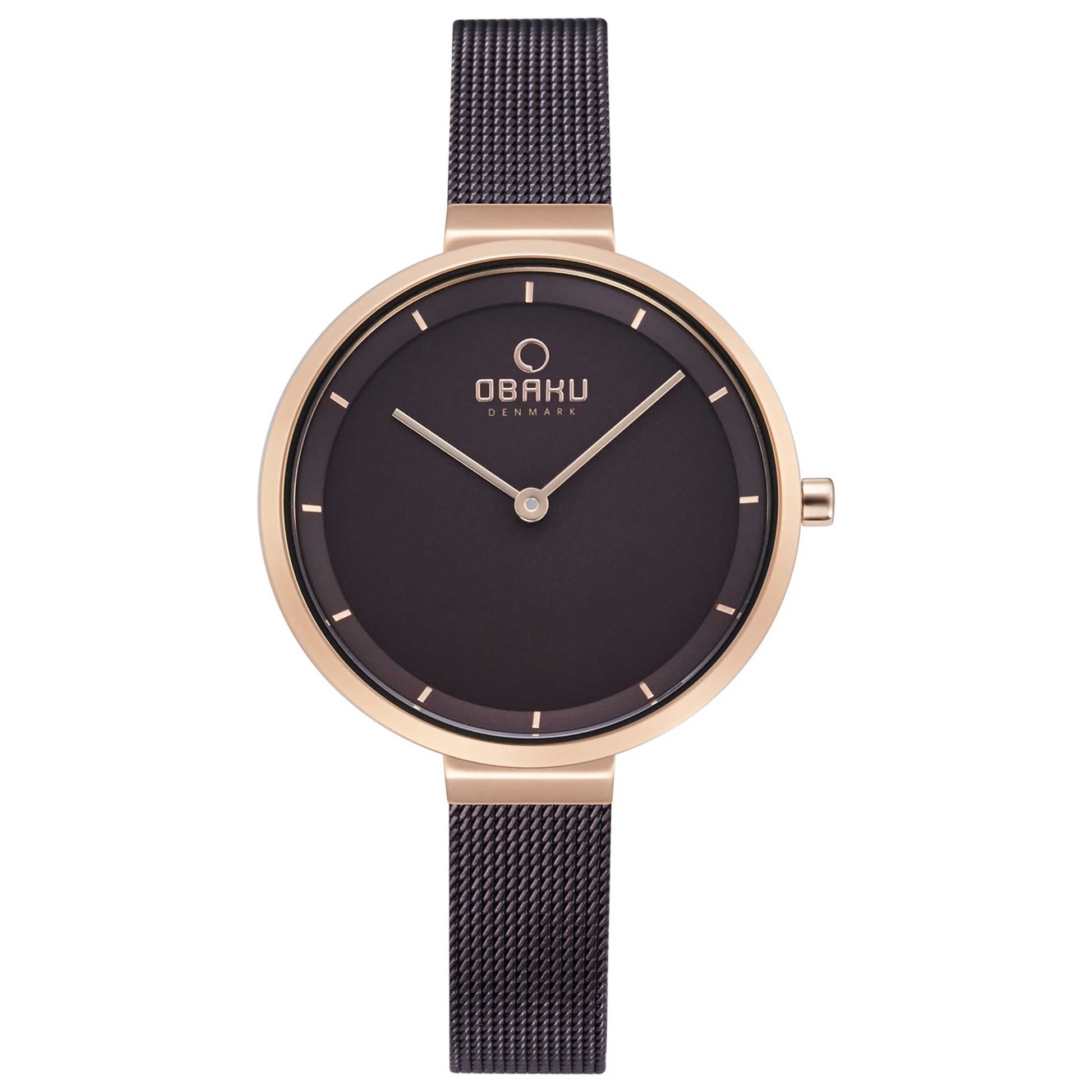 Front view of Obaku Walnut Women's Quartz Watch V225LXVNMN