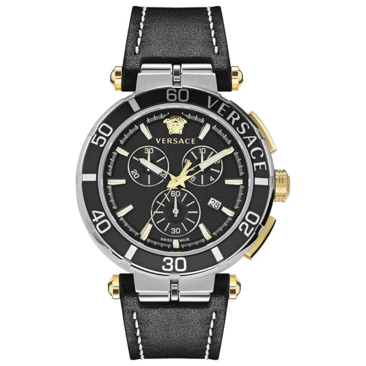 Front view of Versace Greca Chrono Men's Quartz Watch VE3L00222