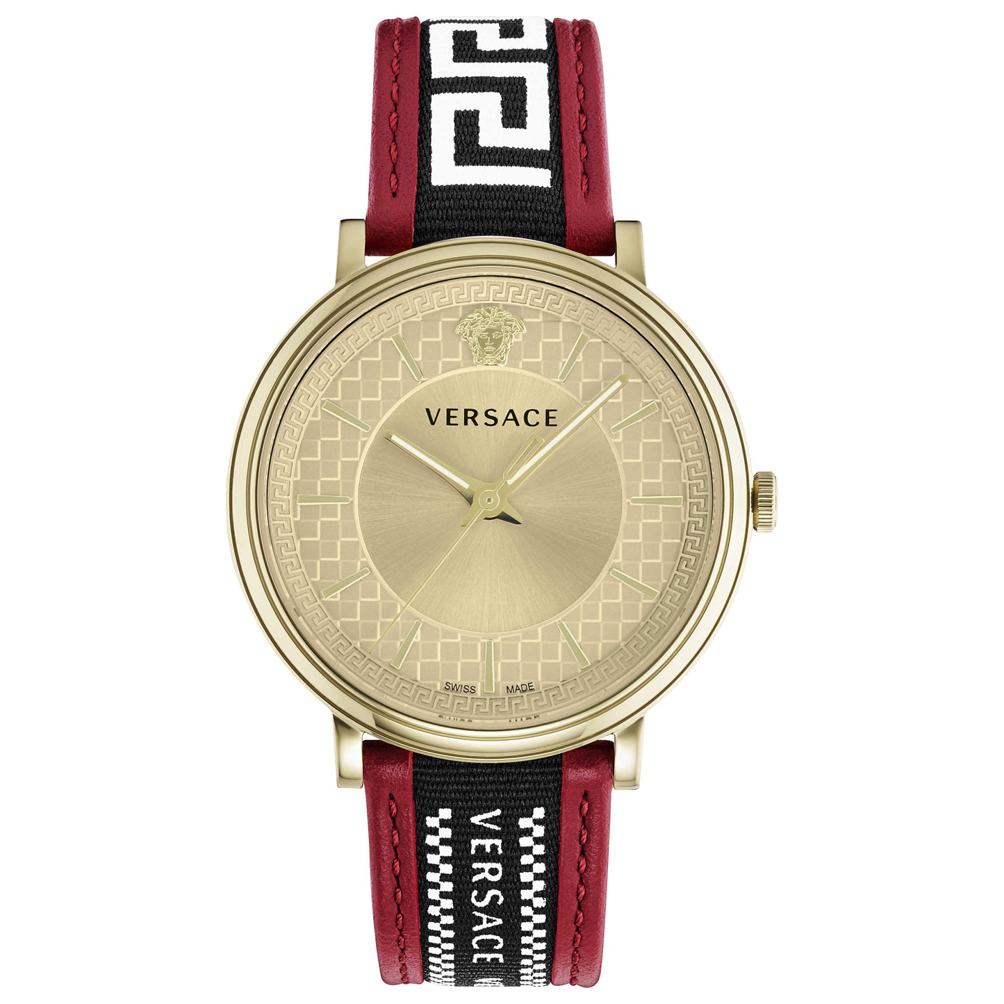 Front view of Versace V-Circle Greca Edition Men's Quartz Watch VE5A02021