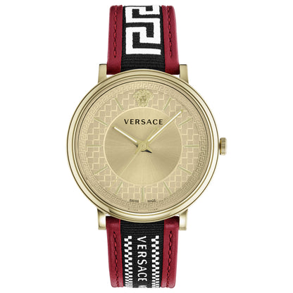 Front view of Versace V-Circle Greca Edition Men's Quartz Watch VE5A02021