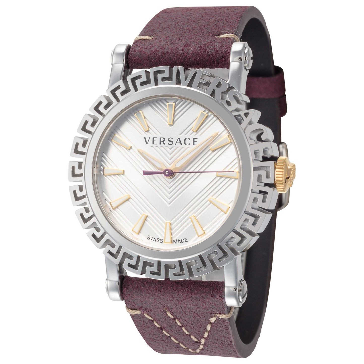 Front view of Versace Greca Glam Men's Quartz Watch VE6D00123