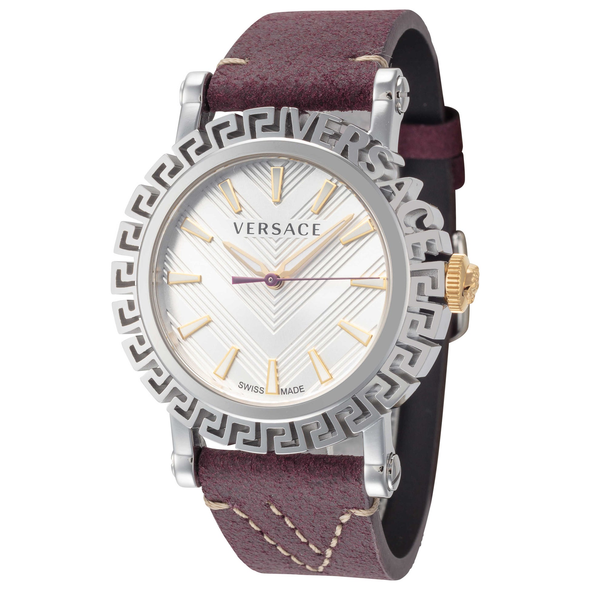 Front view of Versace Greca Glam Men's Quartz Watch VE6D00123