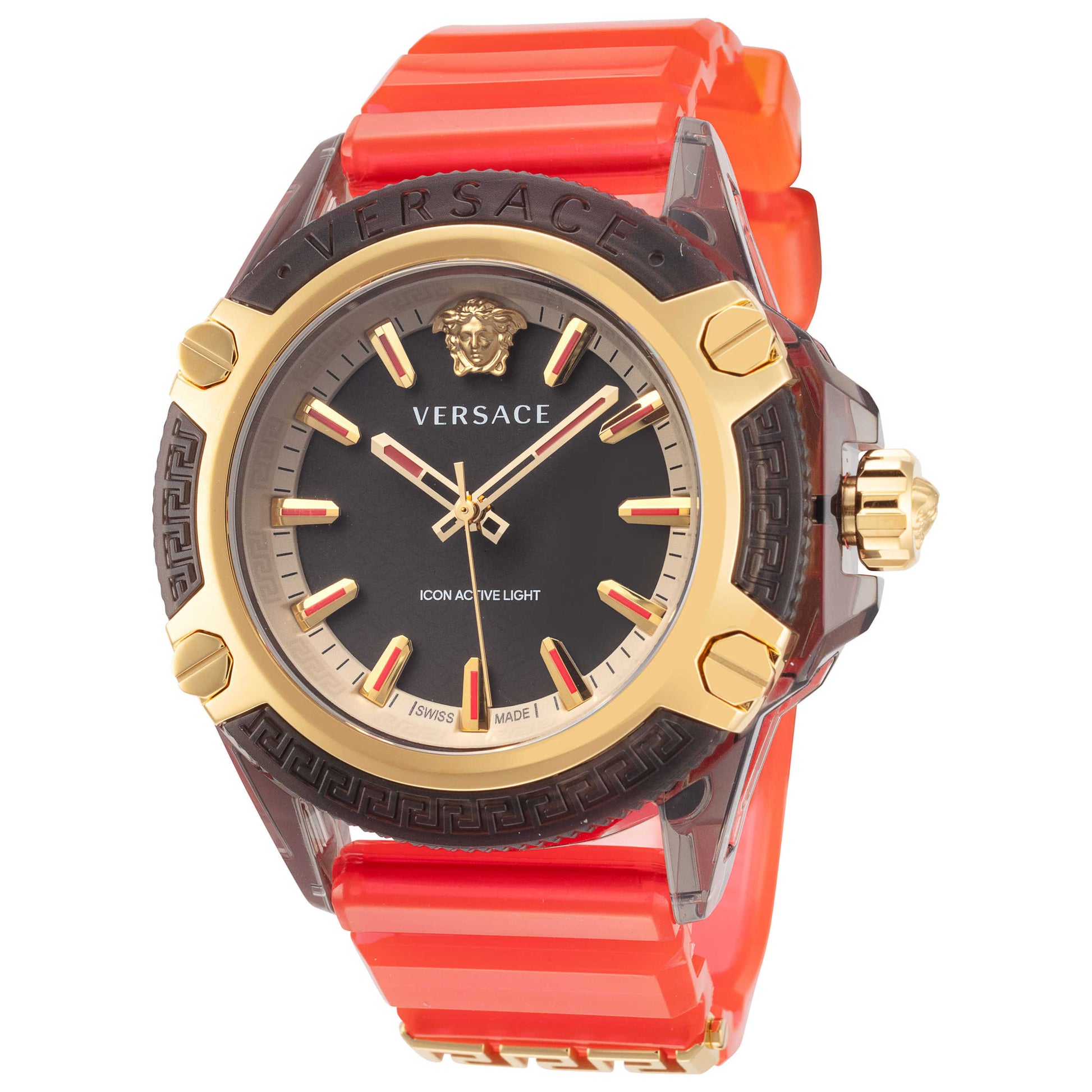 Front view of Versace Icon Active Indiglo Unisex Quartz Watch VE6E00223